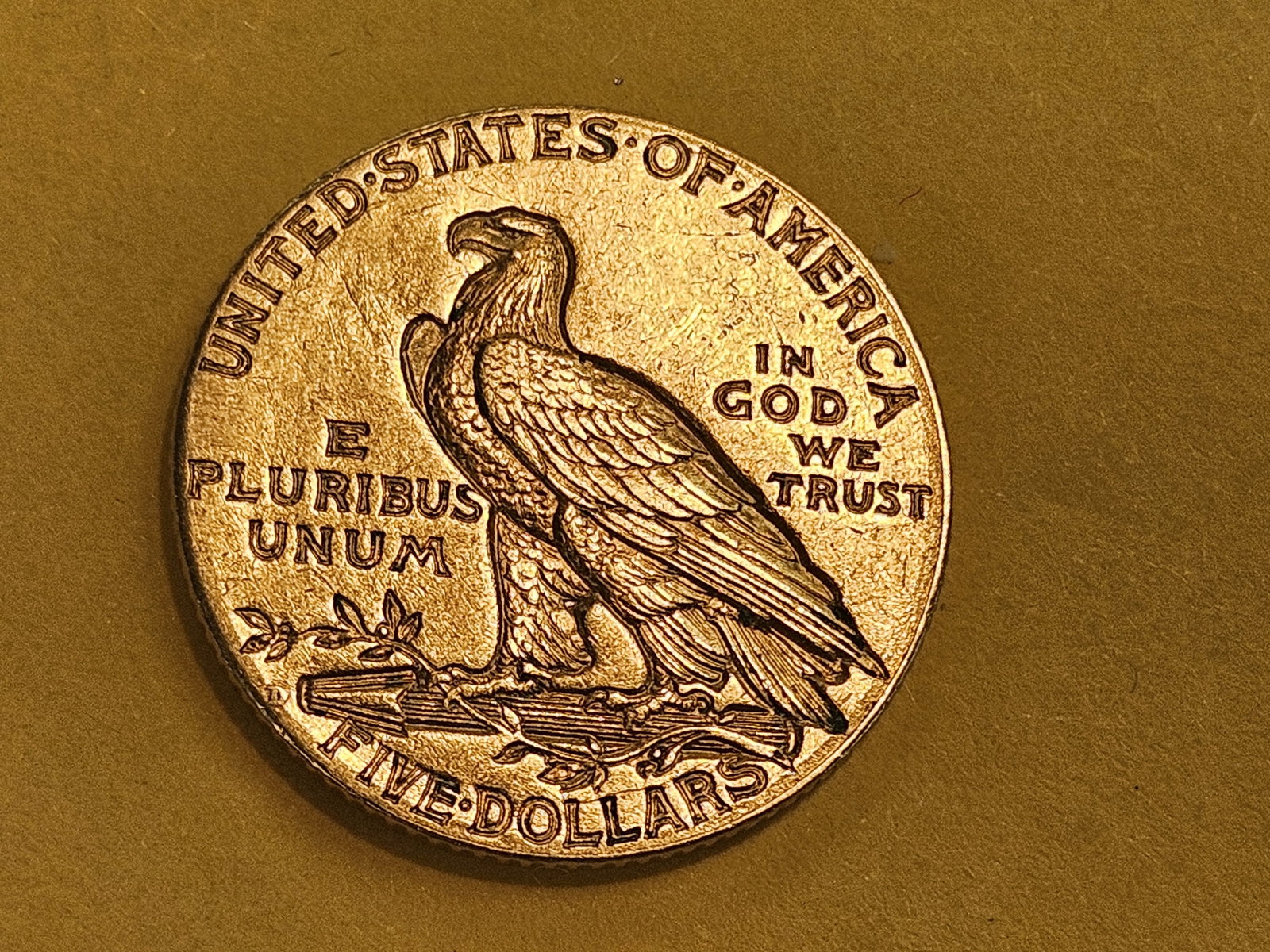 GOLD! Brilliant About Uncirculated 1909-D Gold Indian Head Five Dollars - 4