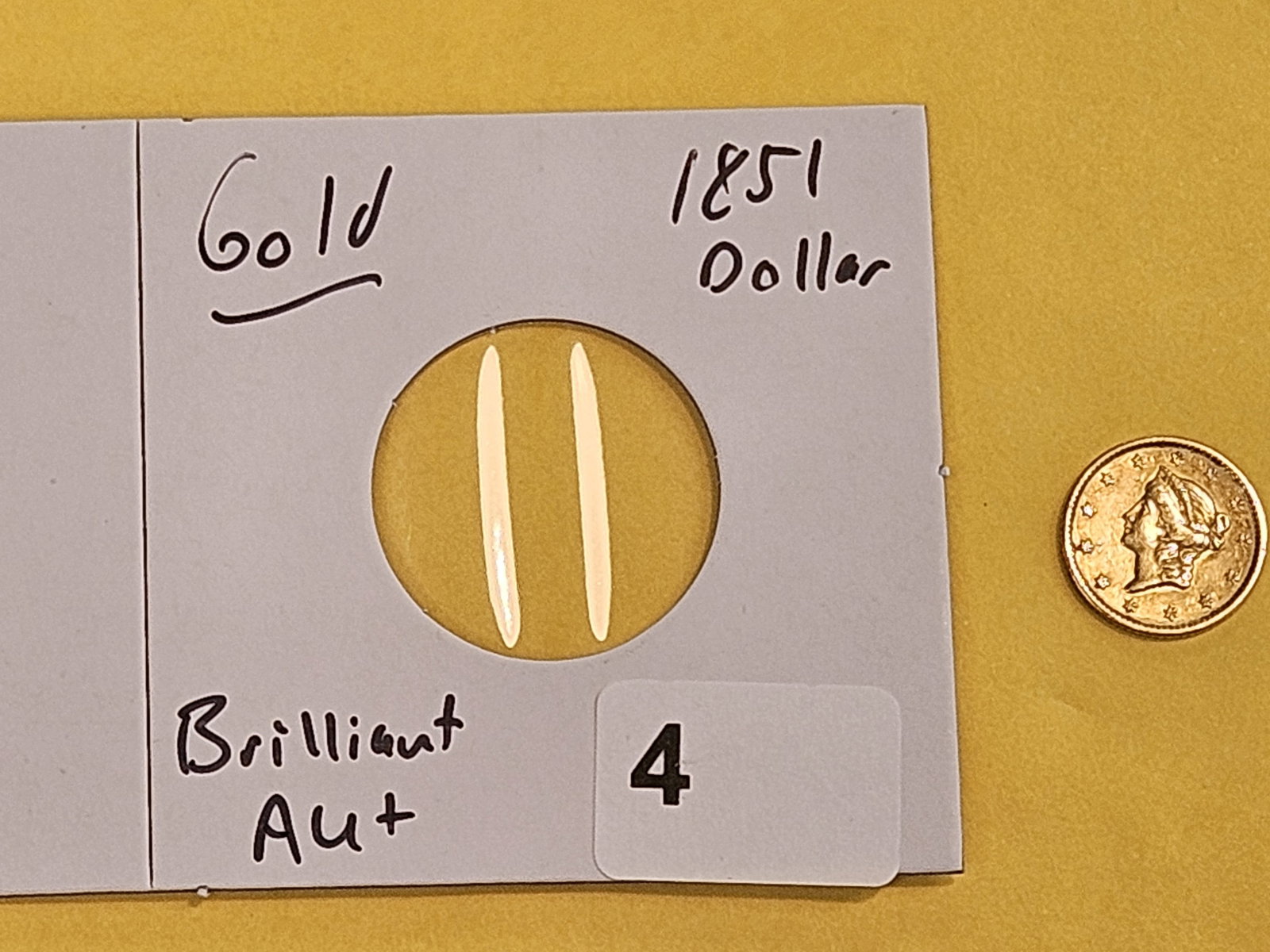 GOLD! Brilliant About Uncirculated plus 1851 Gold Dollar - 2