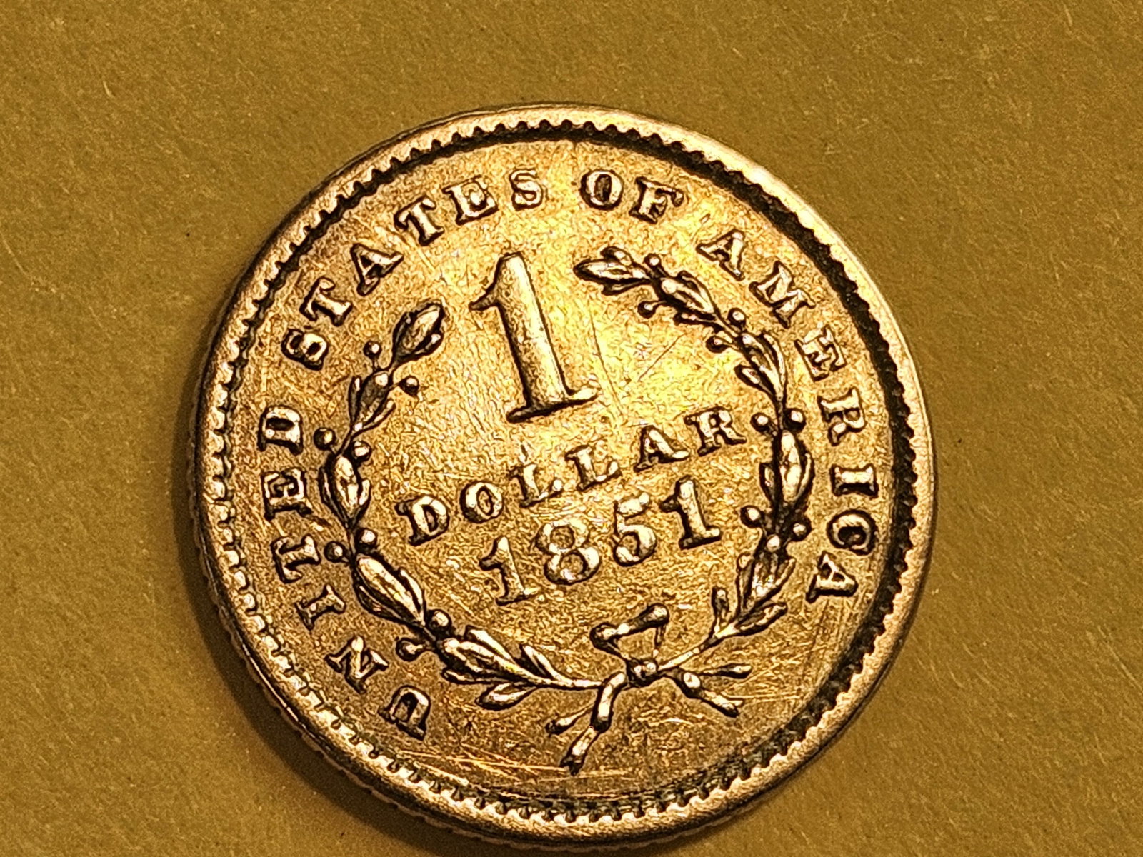 GOLD! Brilliant About Uncirculated plus 1851 Gold Dollar - 4