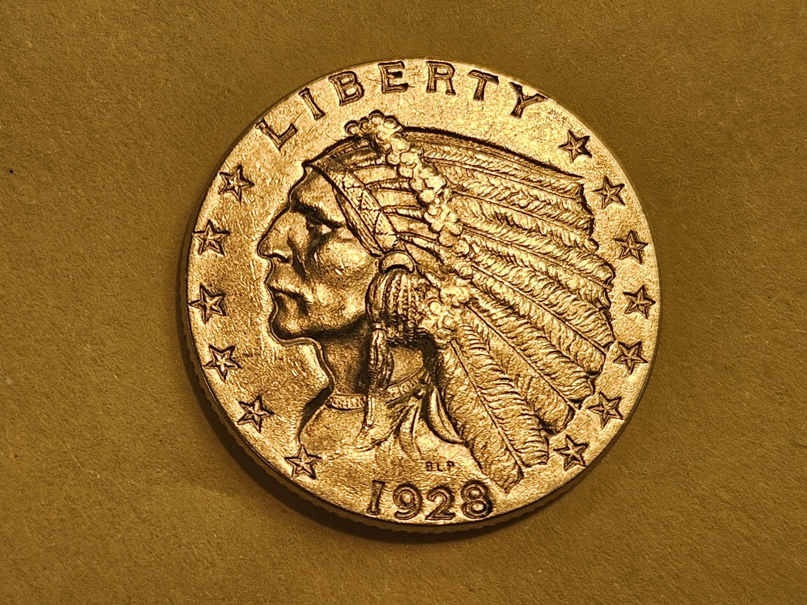 GOLD! Brilliant About Uncirculated plus 1928 Indian Head Gold $2.5 Dollars: Quarter Eagle