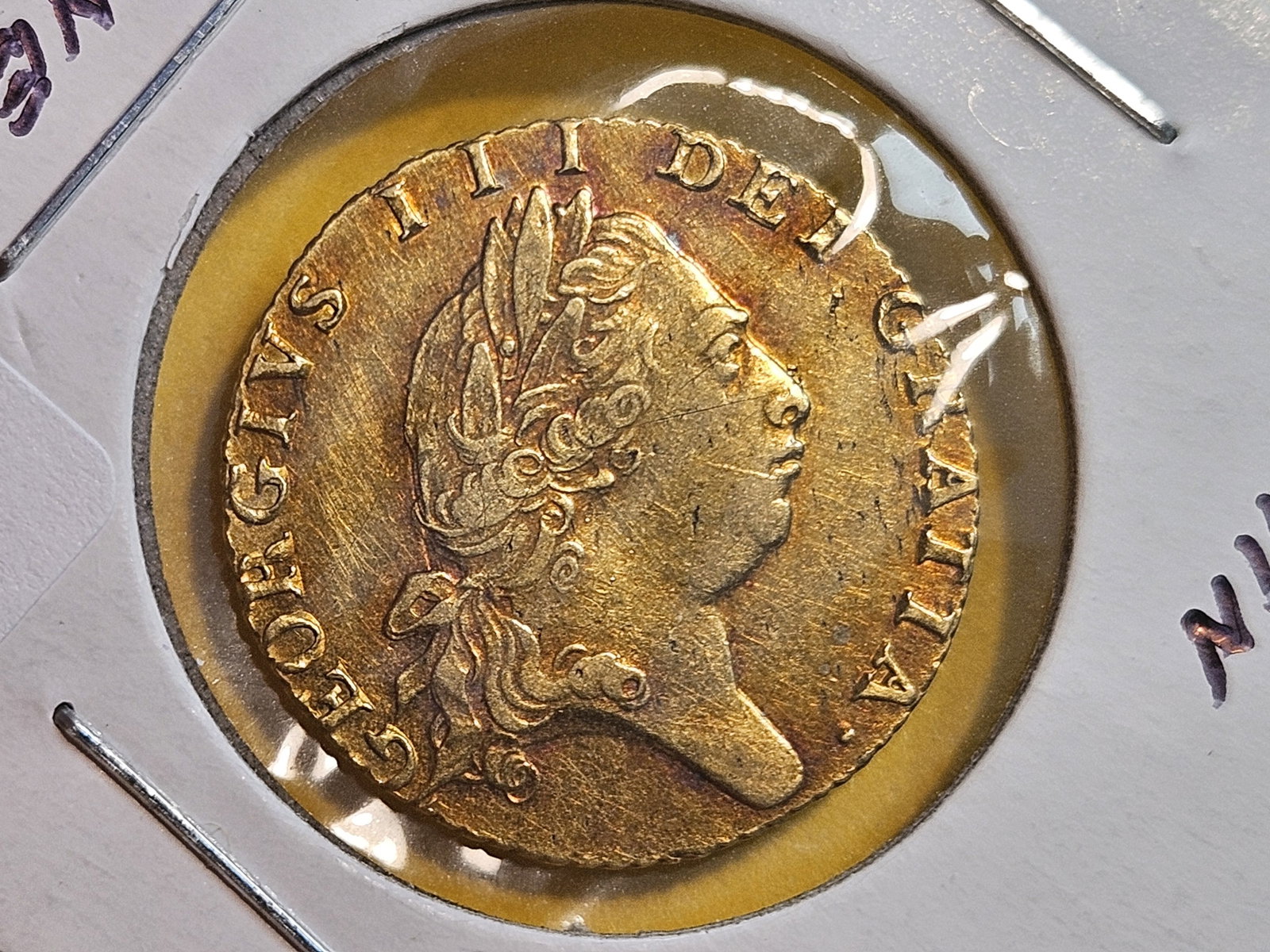 GOLD! Bright 1798 Great Britain GOLD 1/2 Guinea: KM # 608. Great toning! Looks in About Uncirculated condition?