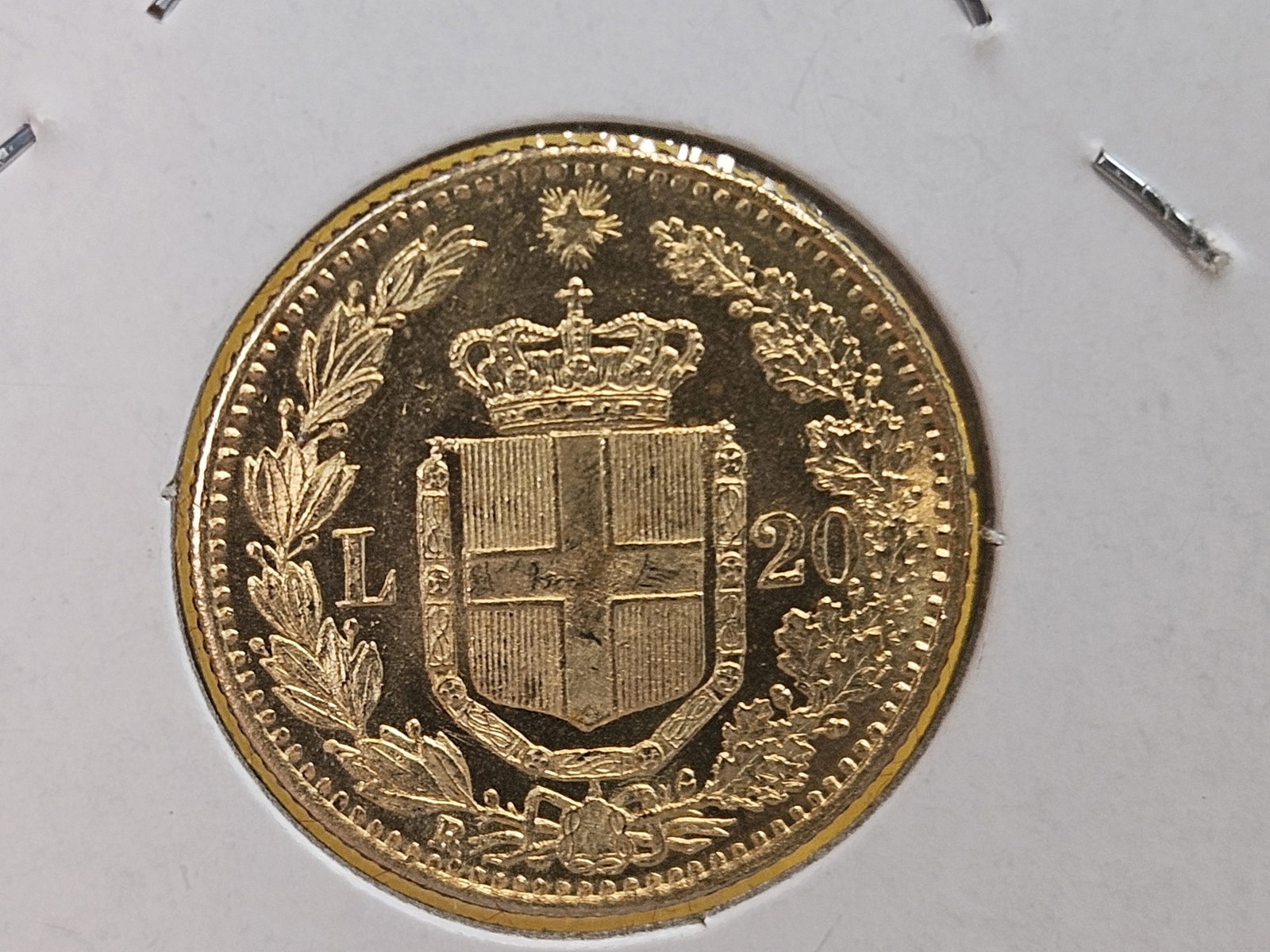 GOLD! Very Choice to GEM Brilliant Uncirculated 1882-R Italy Gold 20 Lira - 10