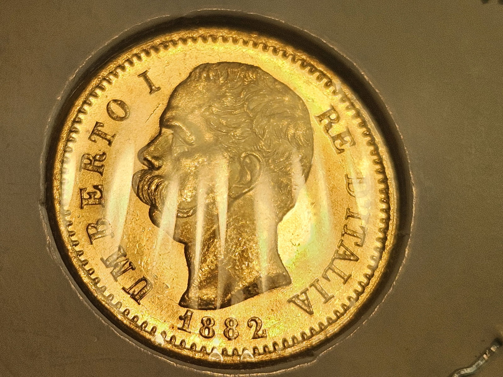 GOLD! Very Choice to GEM Brilliant Uncirculated 1882-R Italy Gold 20 Lira - 3