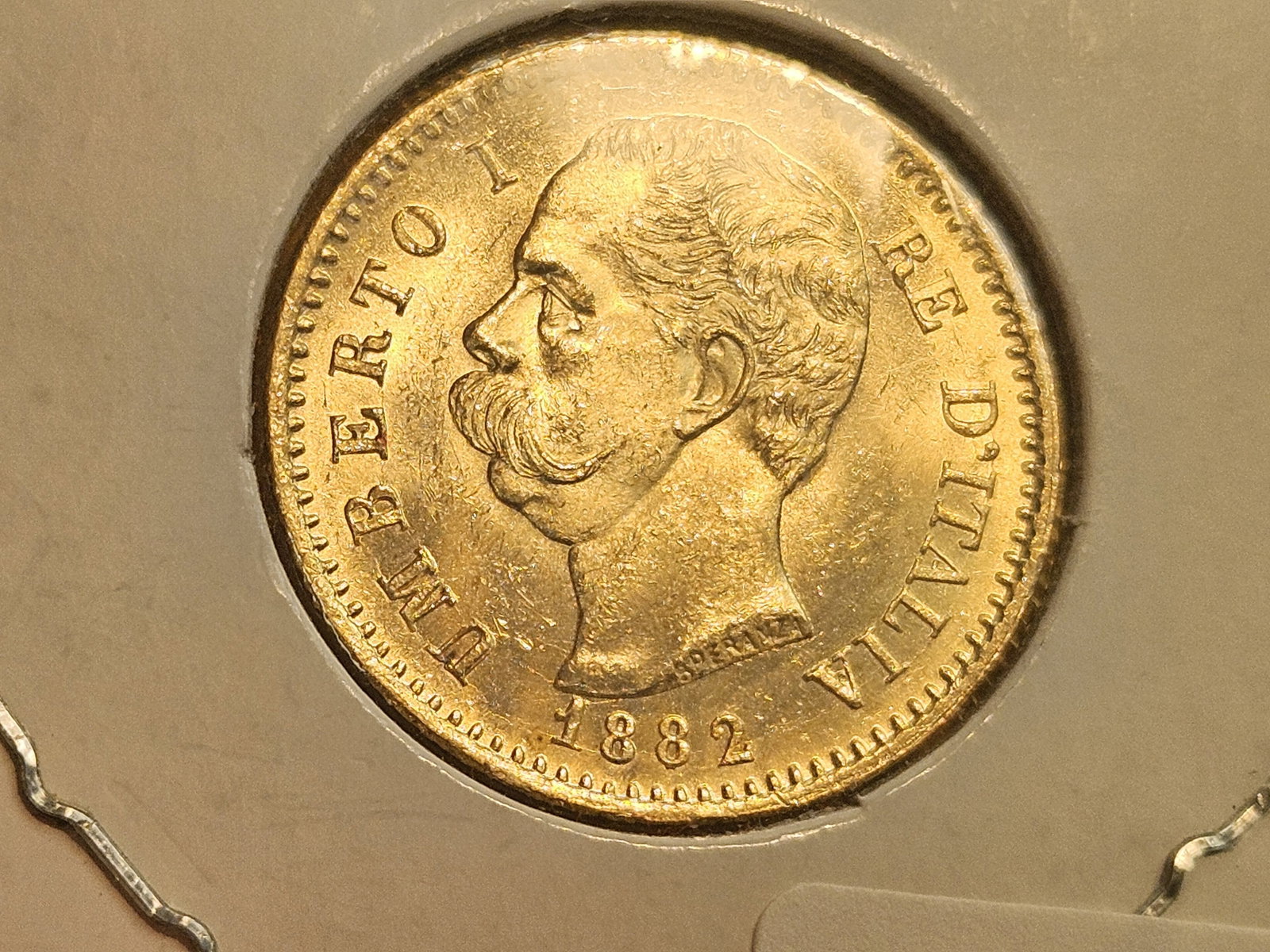 GOLD! Very Choice to GEM Brilliant Uncirculated 1882-R Italy Gold 20 Lira - 4