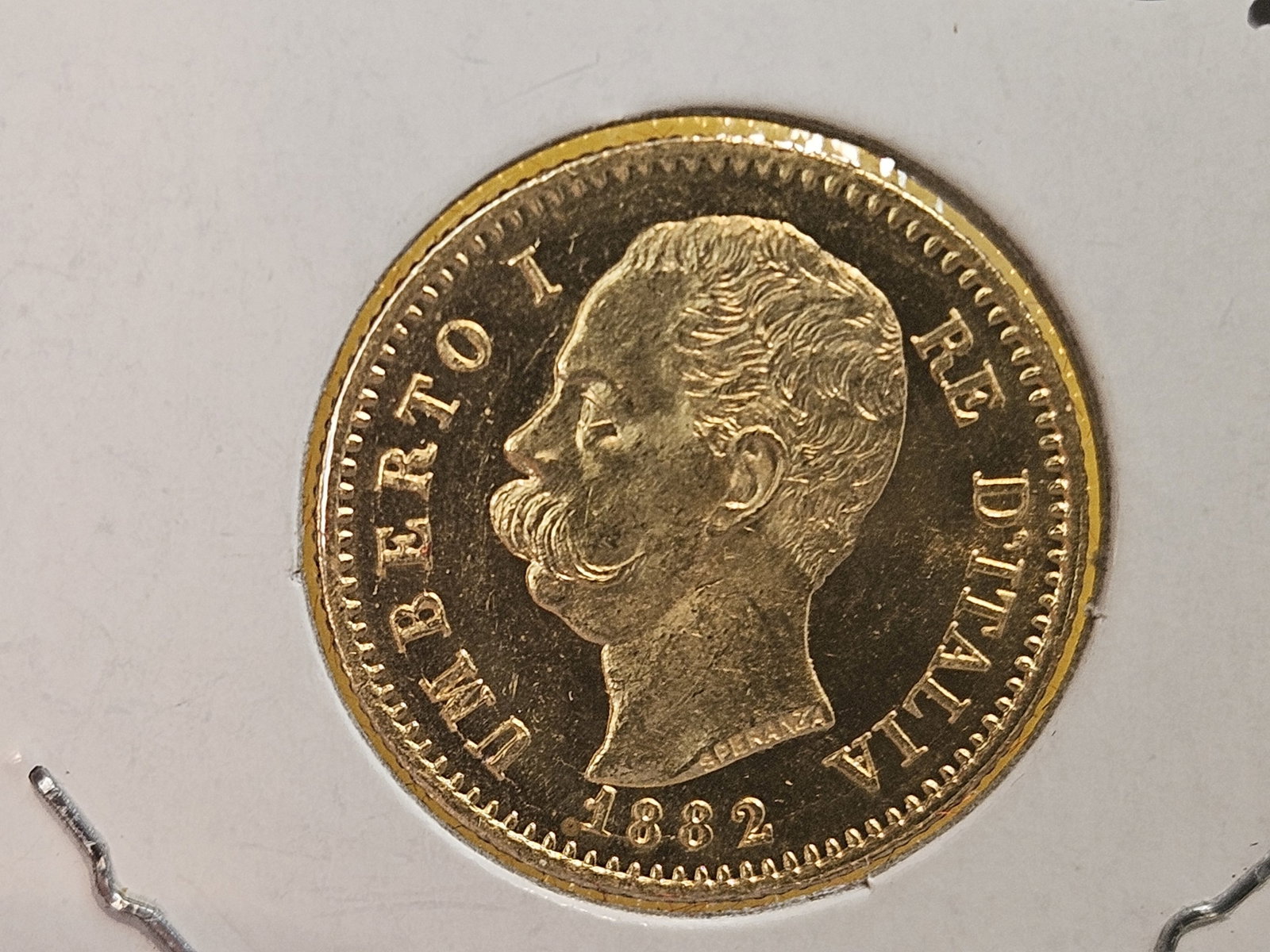 GOLD! Very Choice to GEM Brilliant Uncirculated 1882-R Italy Gold 20 Lira - 5