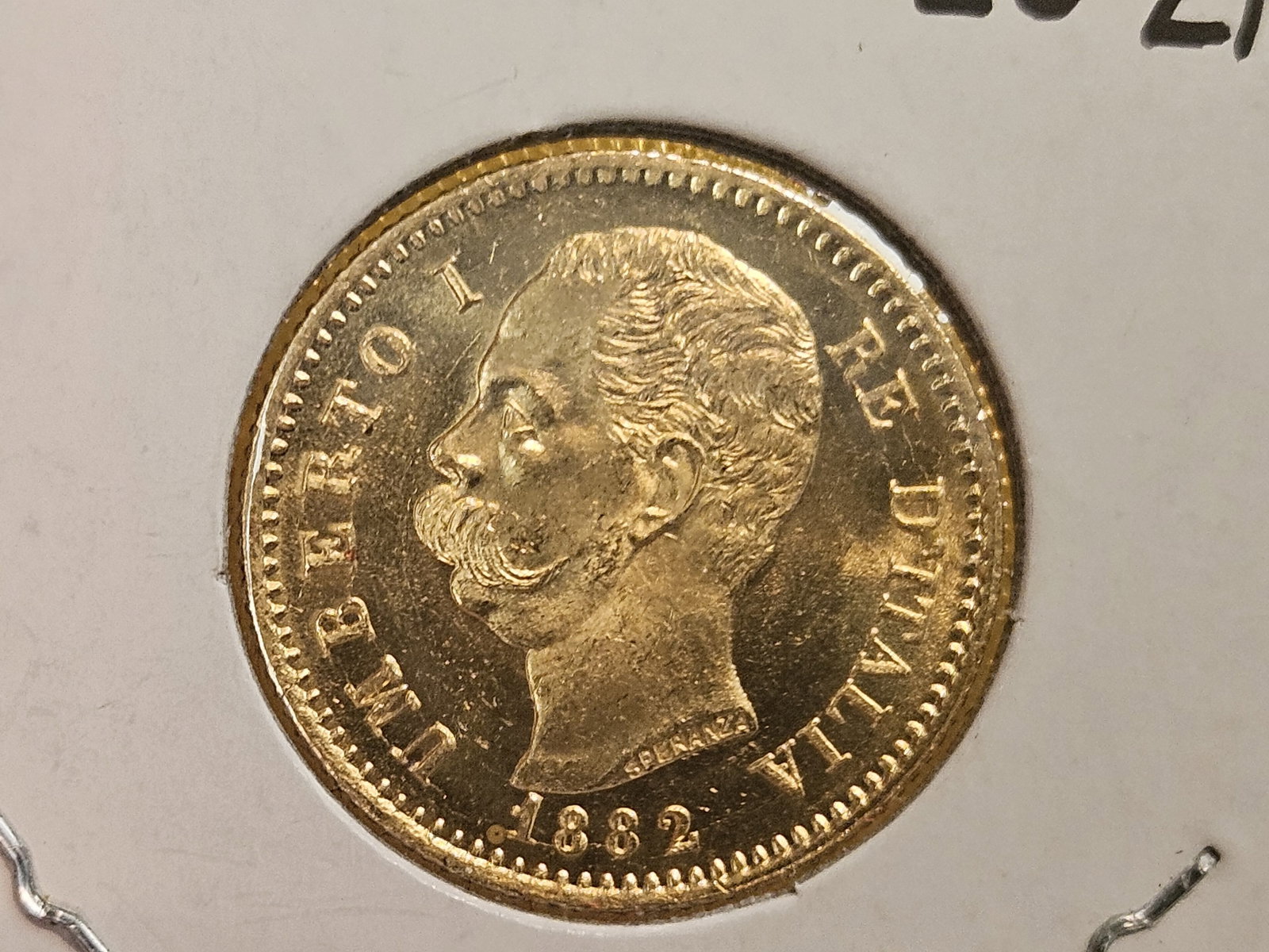 GOLD! Very Choice to GEM Brilliant Uncirculated 1882-R Italy Gold 20 Lira - 6