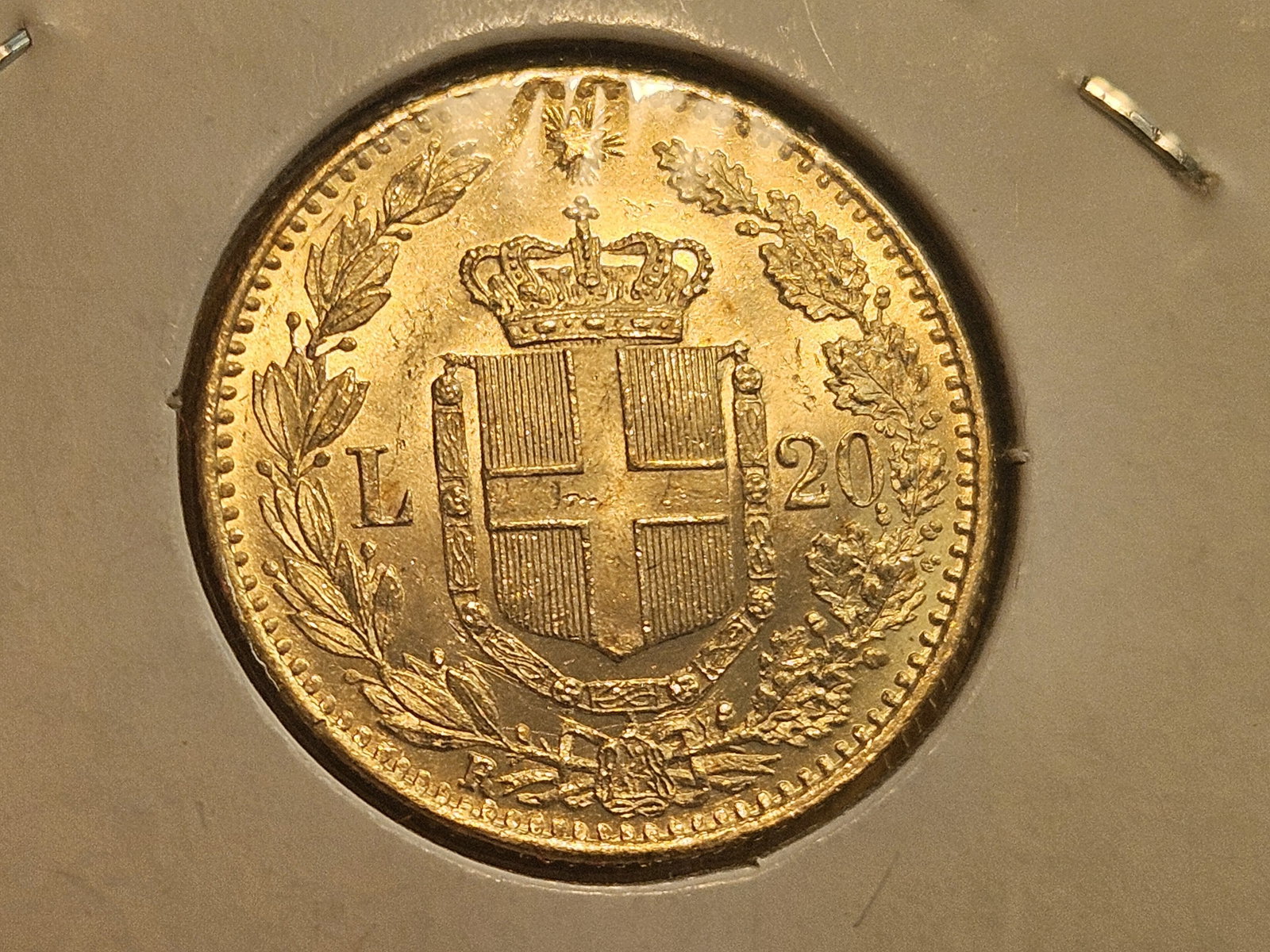 GOLD! Very Choice to GEM Brilliant Uncirculated 1882-R Italy Gold 20 Lira - 8