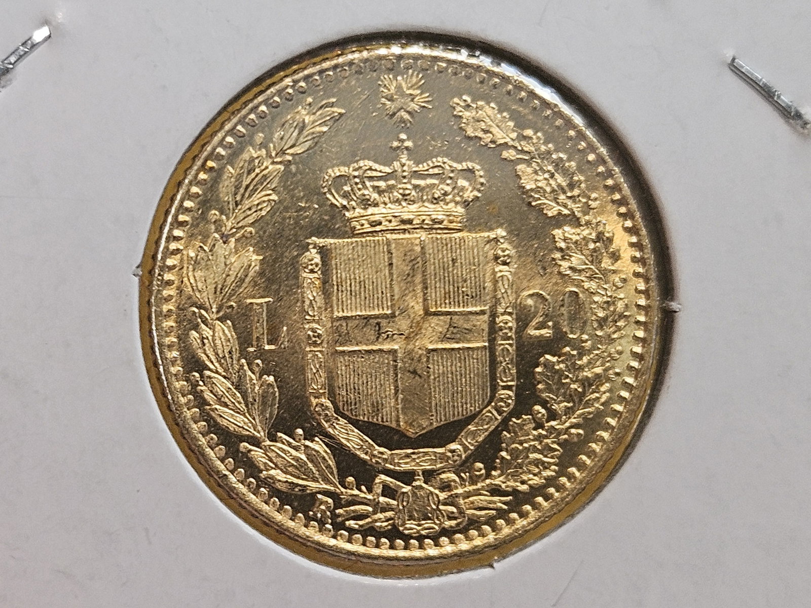GOLD! Very Choice to GEM Brilliant Uncirculated 1882-R Italy Gold 20 Lira - 9