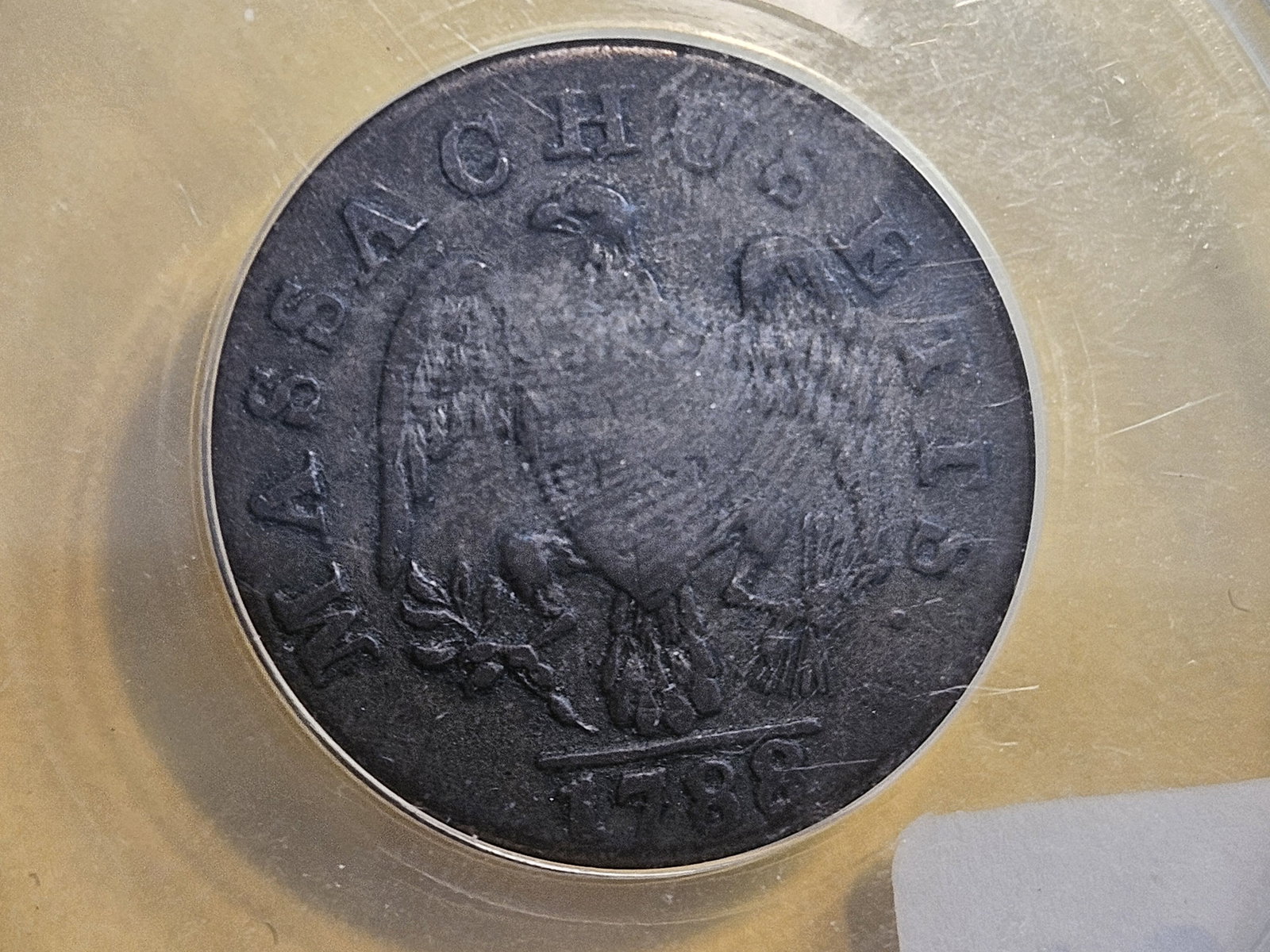 * COLONIAL * ANACS 1788 Massachusetts Half Cent in Fine - 12 details - 6