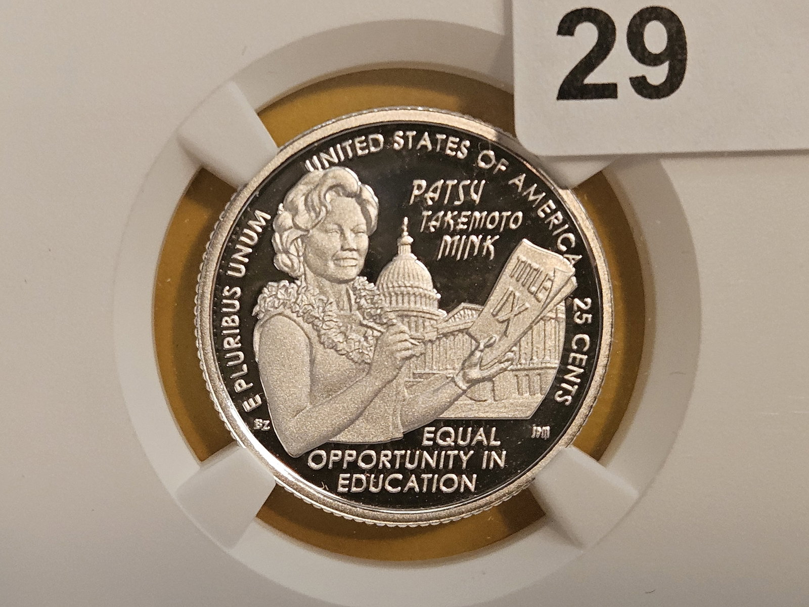 PERFECT! NGC 2024-S SILVER Washington Quarter in Proof 70 Ultra Cameo: Perfect Grade! Made from .999 fine silver. Hon. Patsy Takemoto Mink
