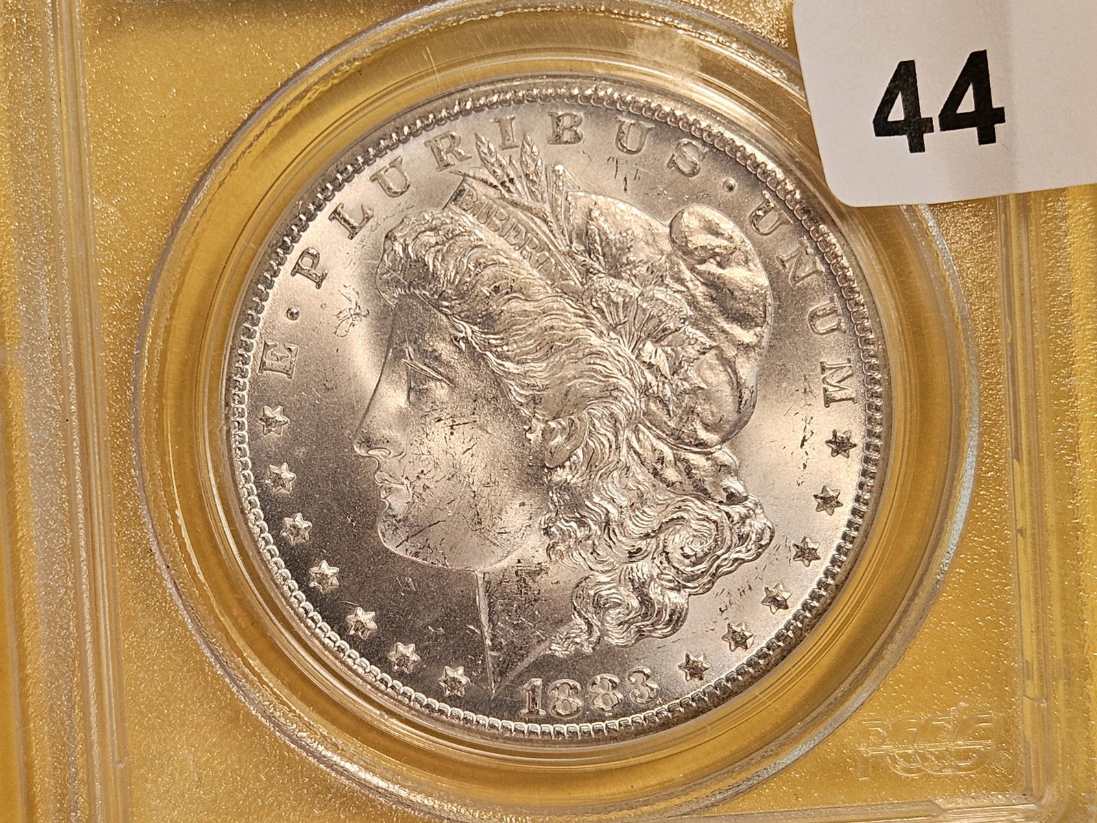 ** KEY DATE ** PCGS OGH 1883-CC Morgan Dollar in Mint State 64: KEY DATE! CARSON CITY! In Old Green Holder case! Clean and satiny!