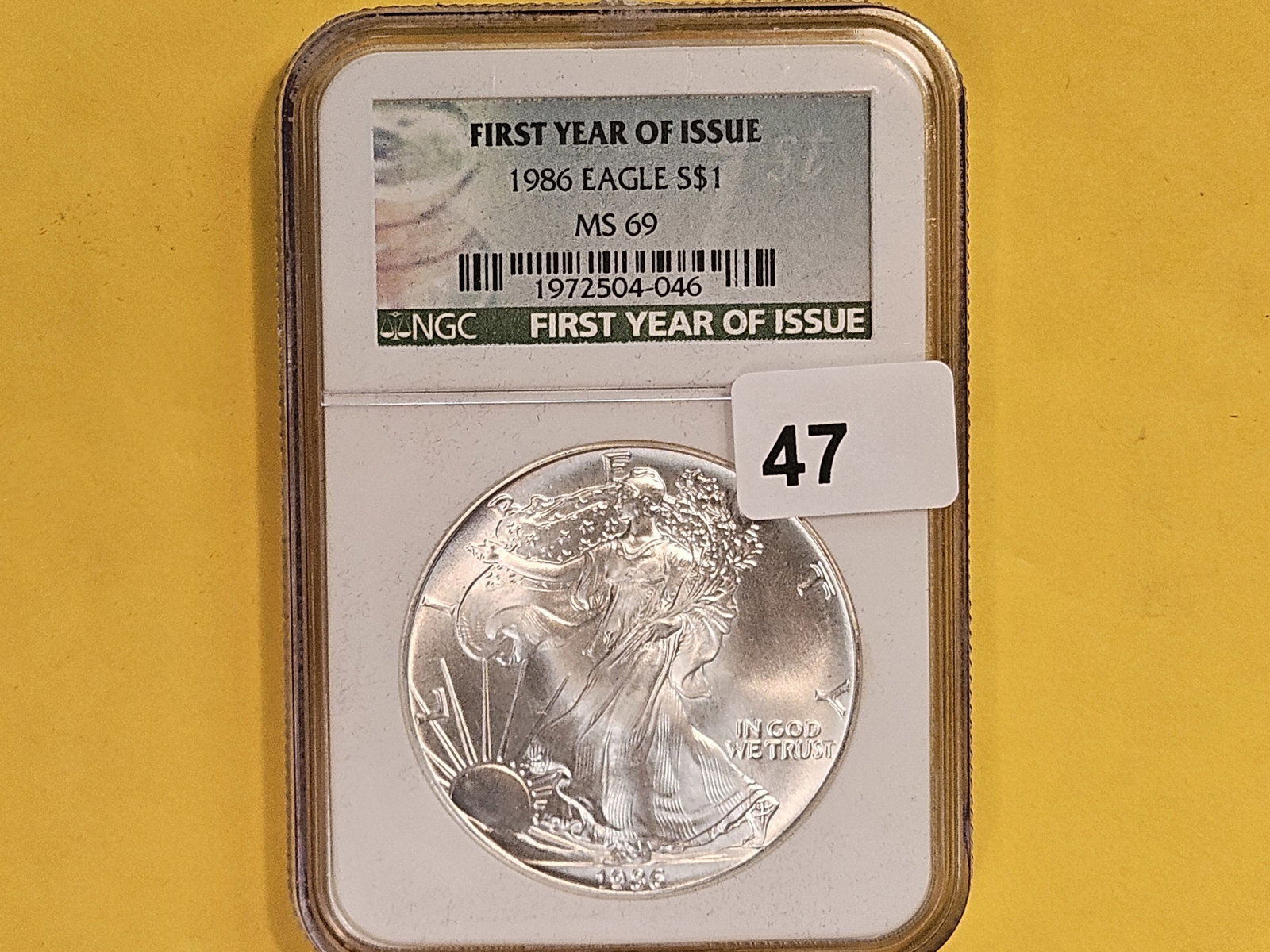 KEY DATE! NGC 1986 American Silver Eagle in Mint State 69 (1 of 2)