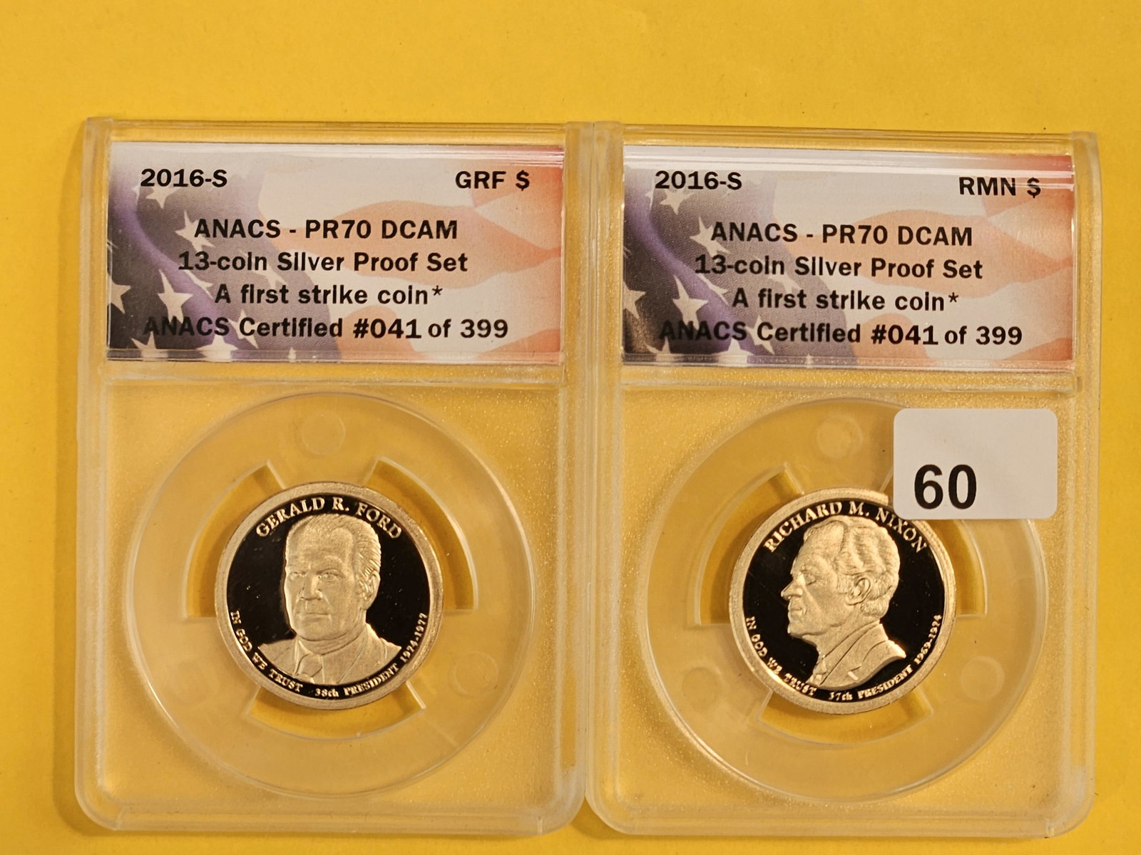 Two Perfect Grade ANACS Presidential Dollars in Proof 70 Deep Cameo (1 of 2)