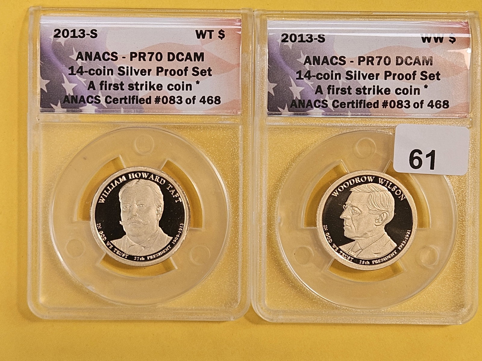 Two Perfect Grade ANACS Presidential Dollars in Proof 70 Deep Cameo (1 of 2)