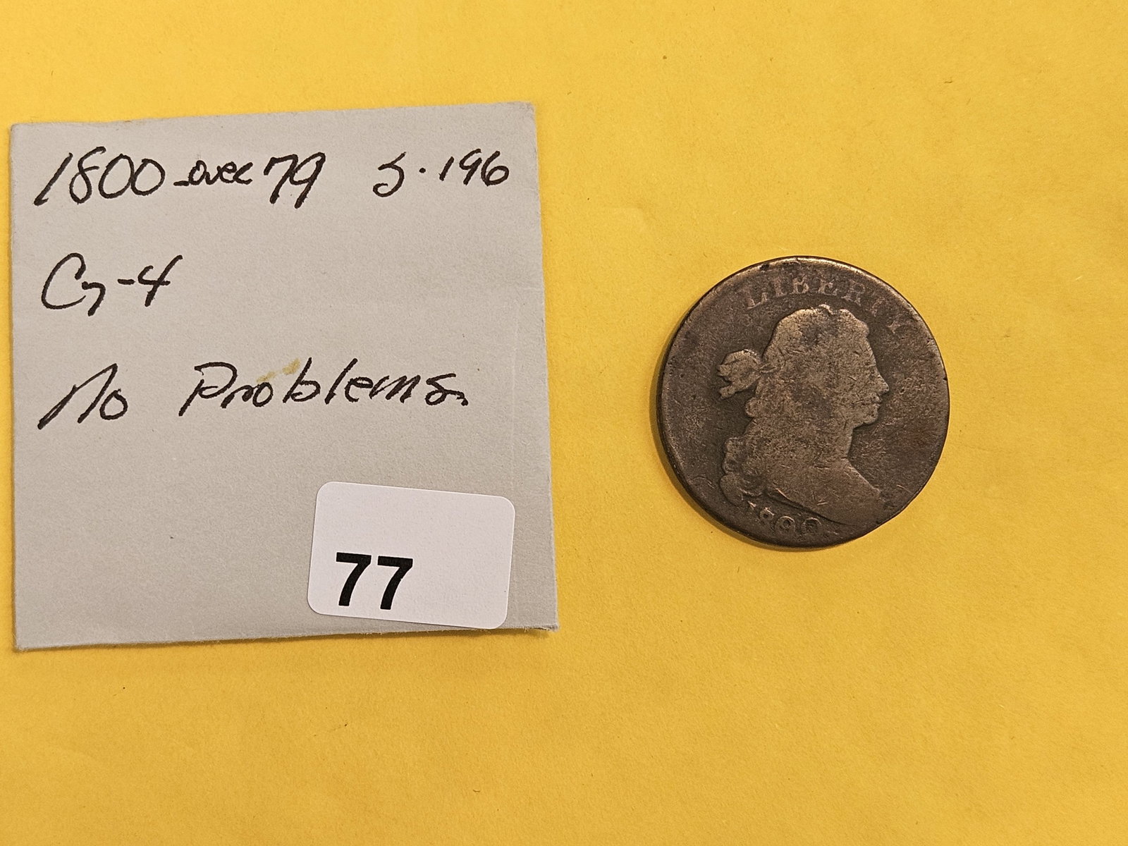 1800 over 79 Draped Bust Large Cent in Good - 2