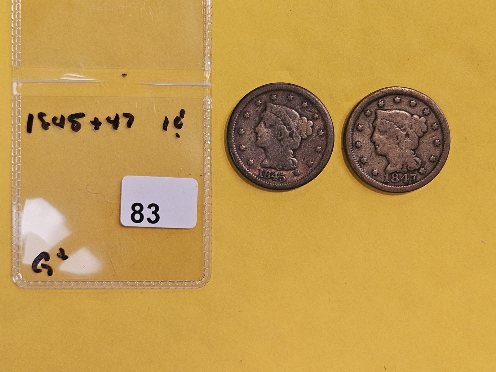1845 and 1847 Braided Hair Large Cents - 2