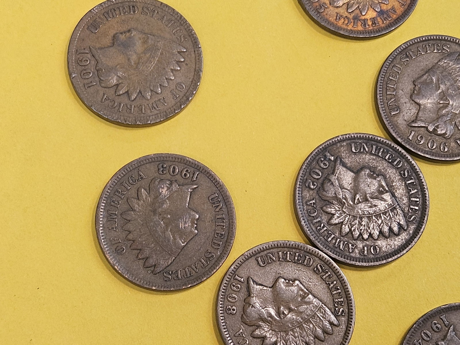 Nine Mixed Indian Cents - 4