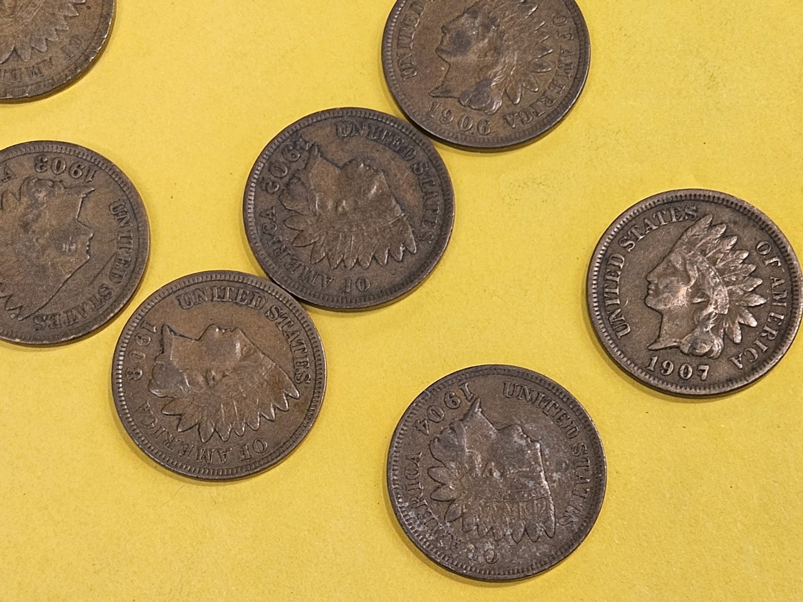 Nine Mixed Indian Cents - 5
