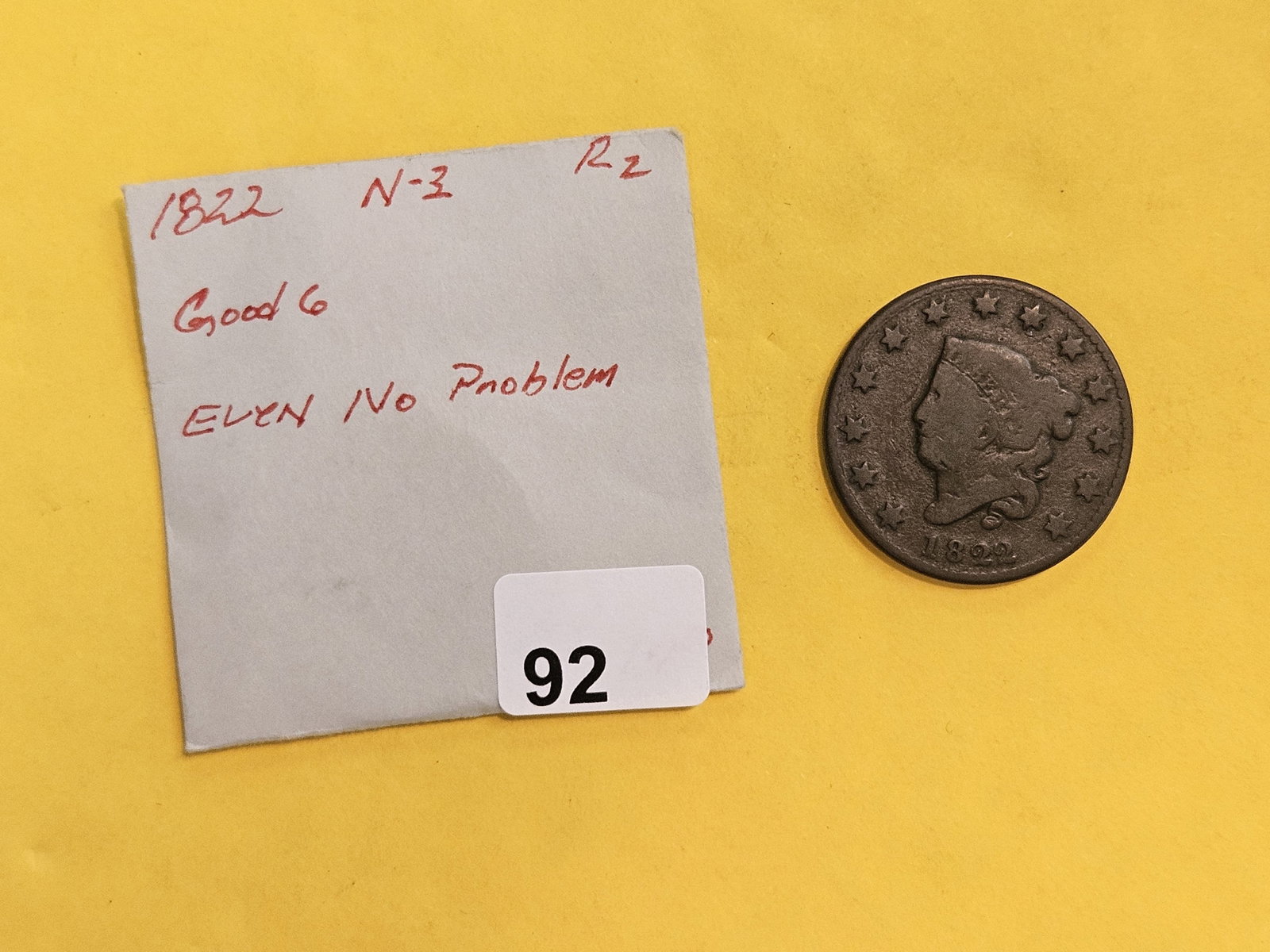 1822 Coronet Head Large Cent in Good plus - 2