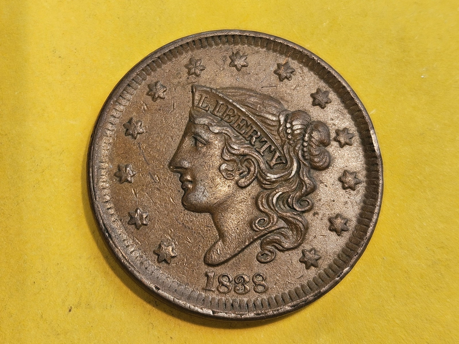 * About Uncirculated plus 1838 Large Cent! (1 of 8)