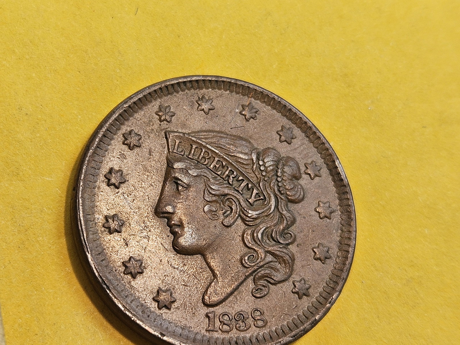 * About Uncirculated plus 1838 Large Cent! - 3