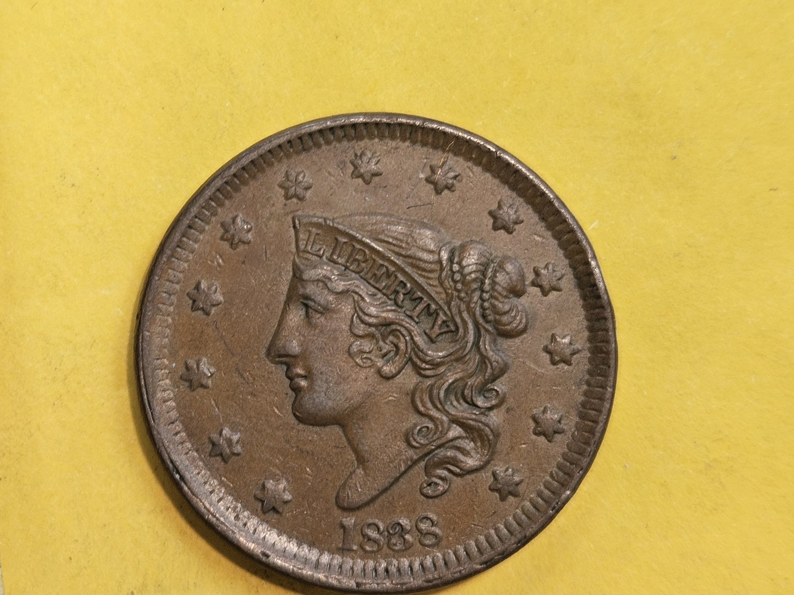 * About Uncirculated plus 1838 Large Cent! - 5