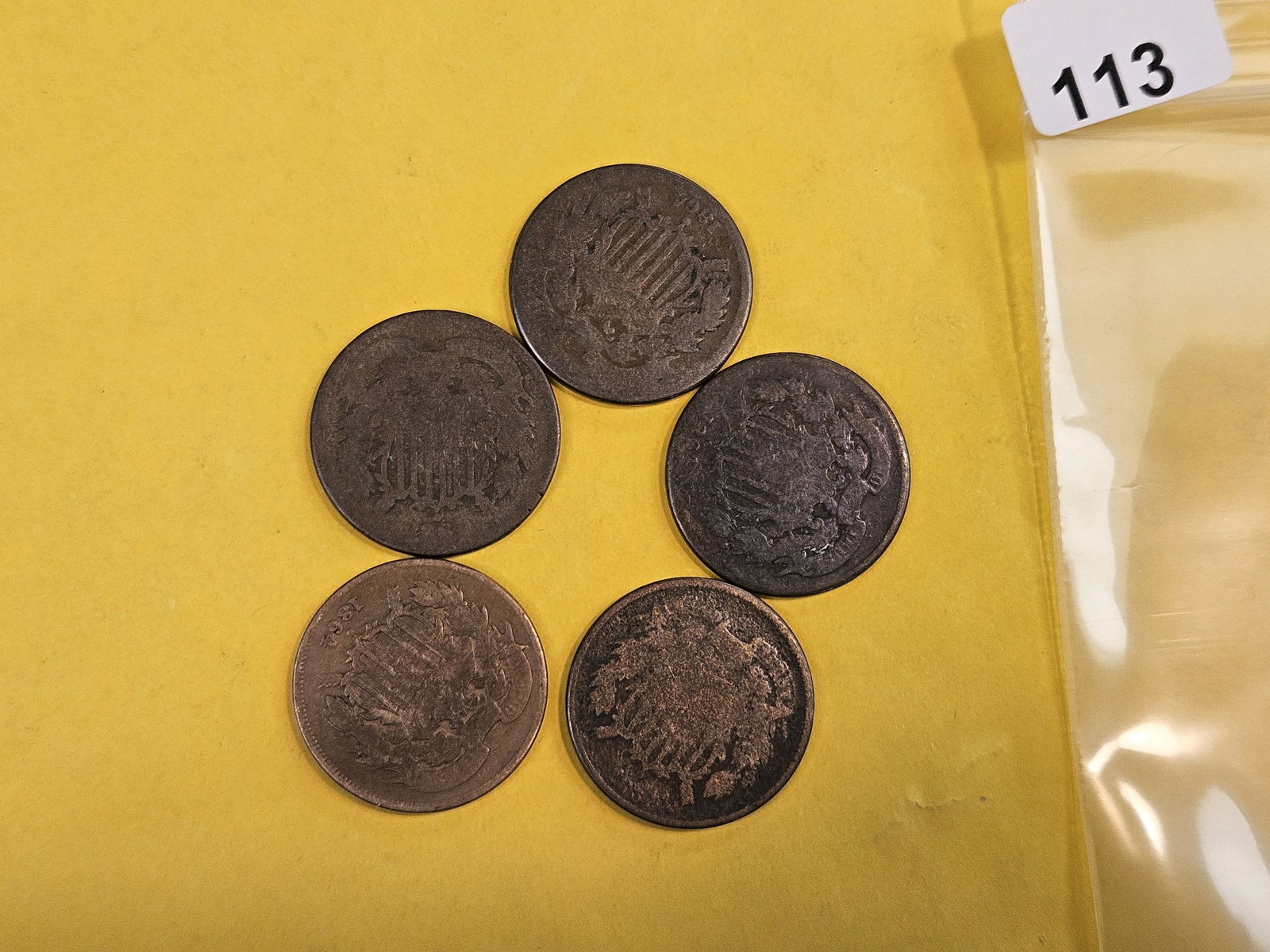 Five 2-Cent pieces (1 of 2)