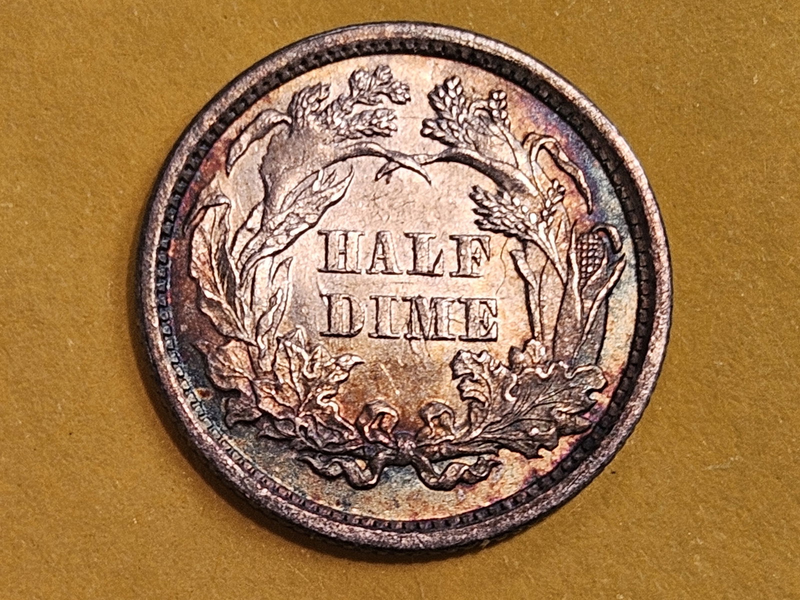 Brilliant About Uncirculated Plus 1869 Seated Liberty silver Half-Dime - 8