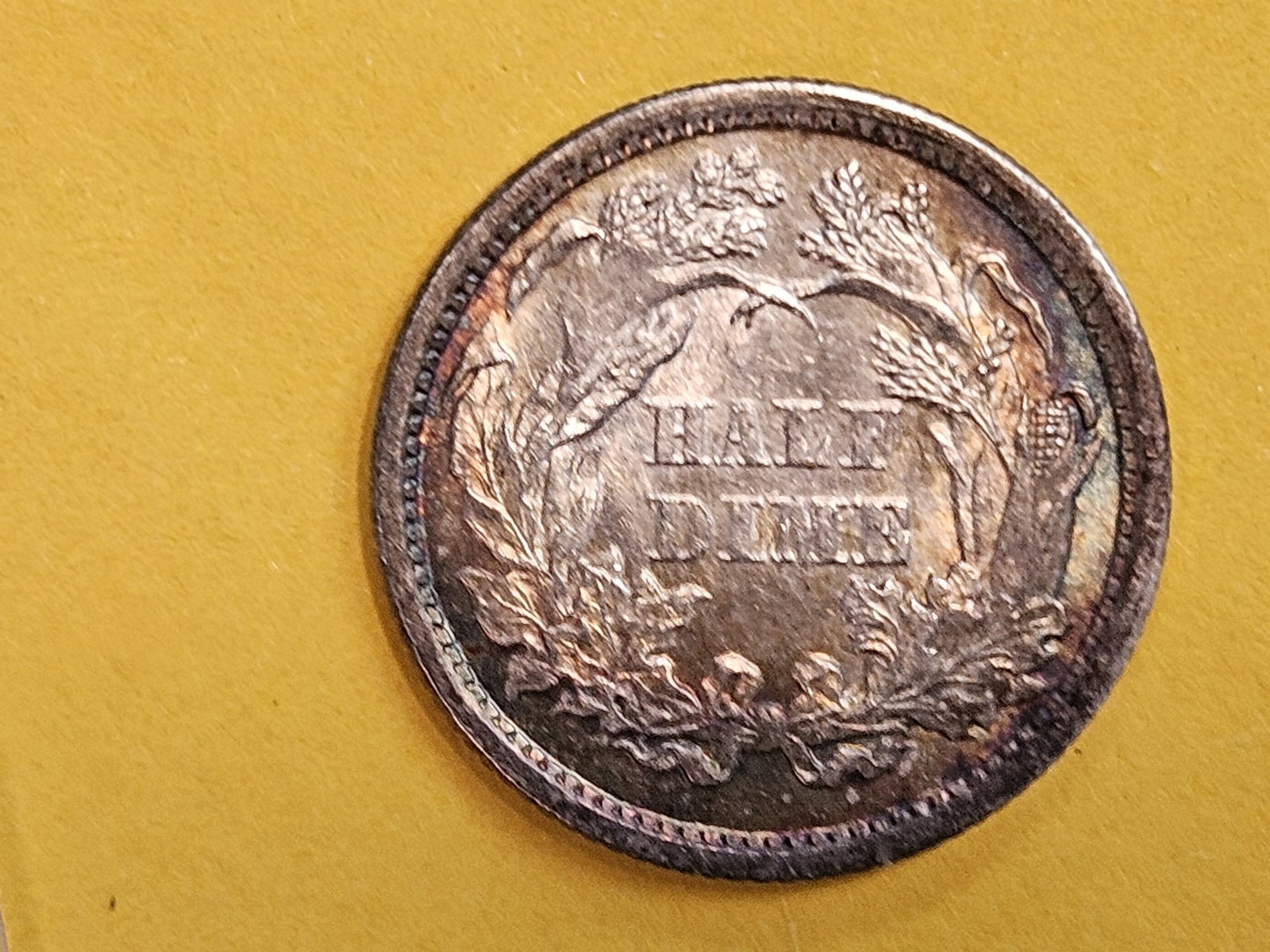 Brilliant About Uncirculated Plus 1869 Seated Liberty silver Half-Dime - 9