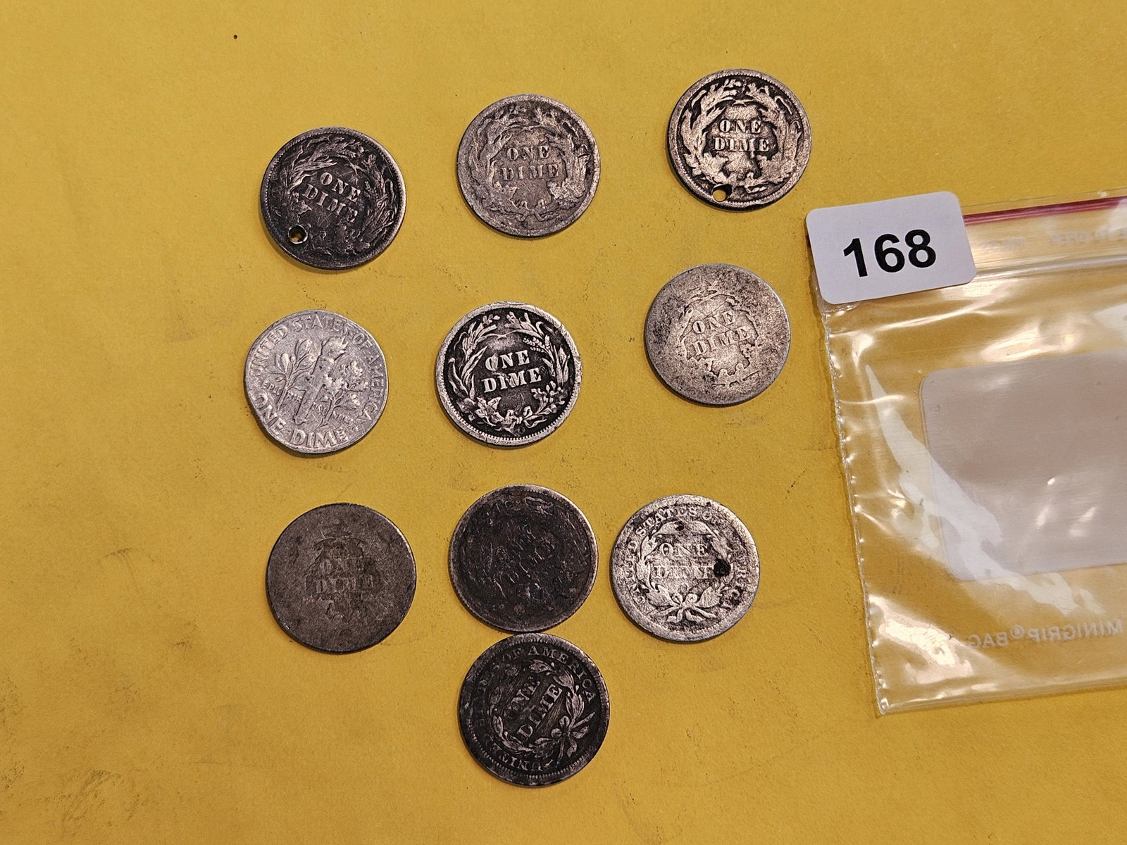Ten mixed silver old dimes - 3