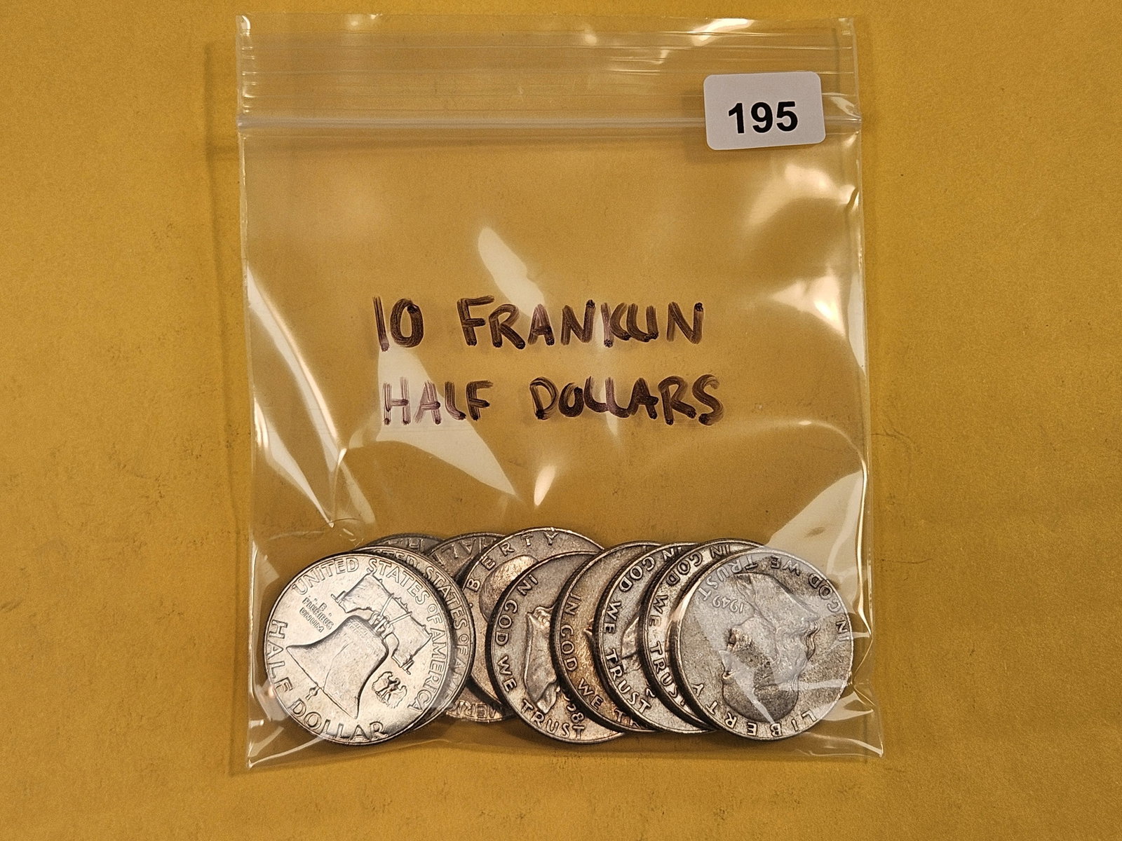 Ten mixed Franklin silver Half Dollars (1 of 2)