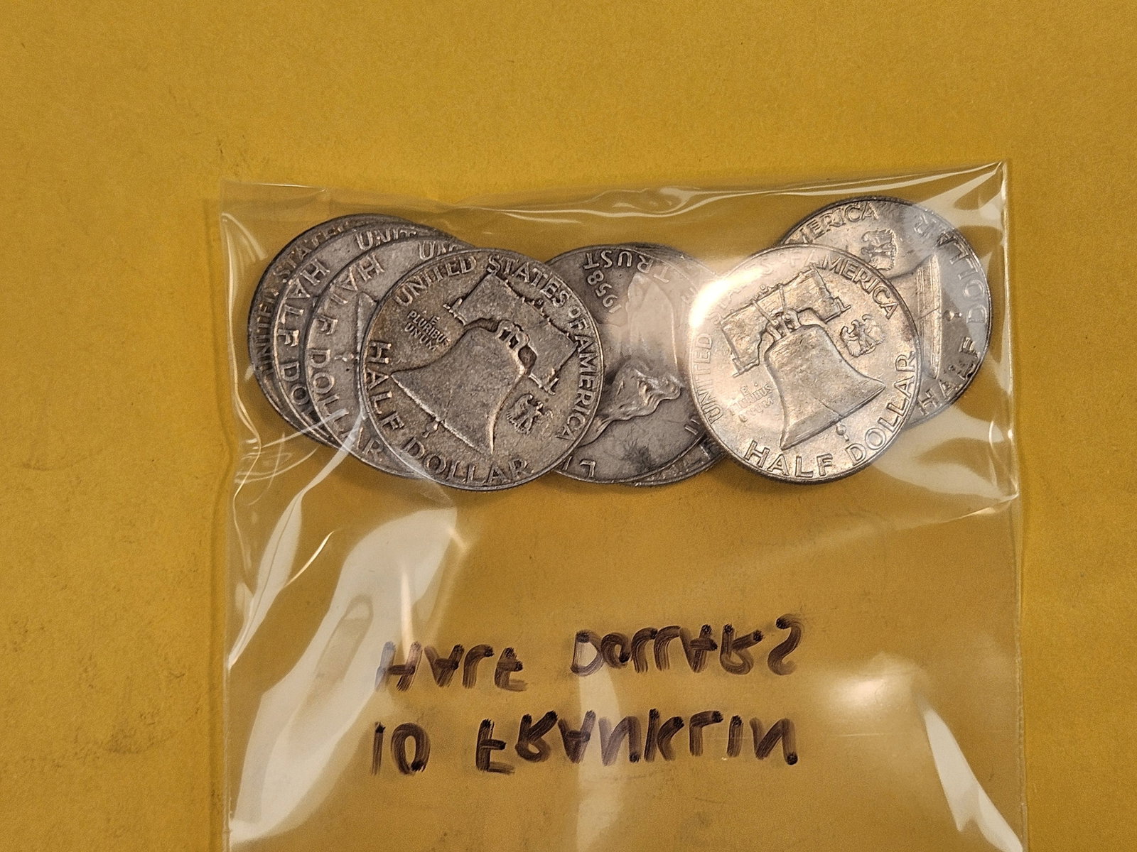 Ten mixed Franklin silver Half Dollars - 2