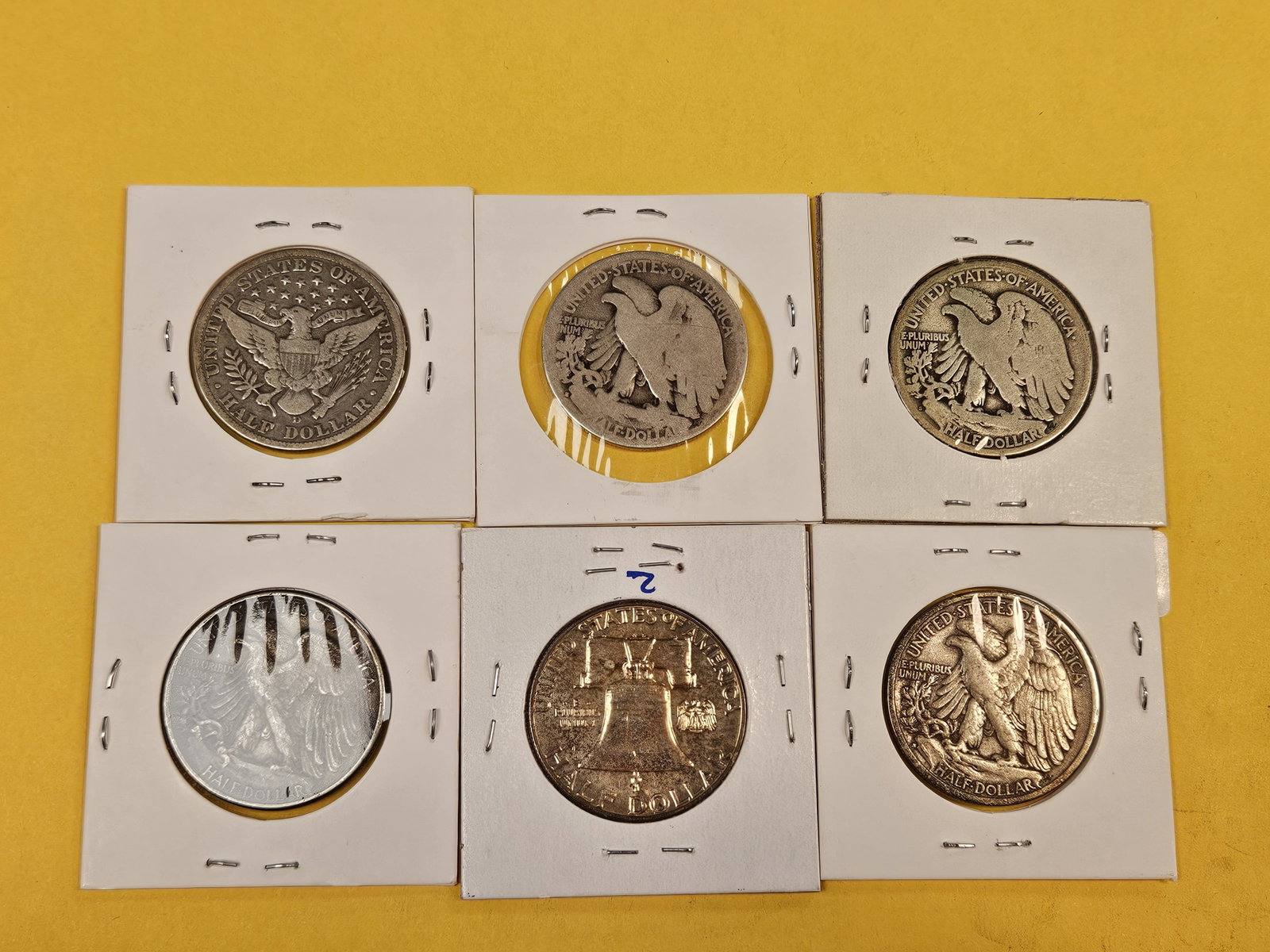 Six mixed silver Half Dollars - 3