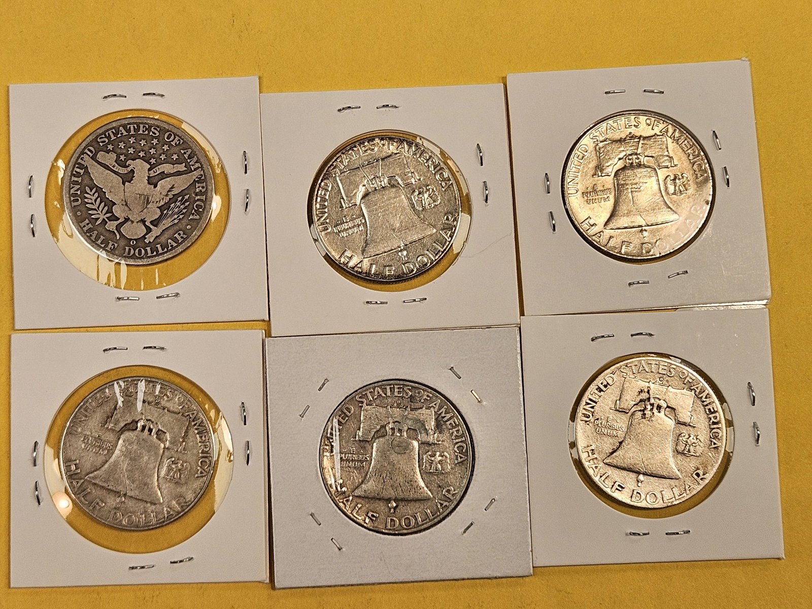 Six mixed silver Half Dollars - 2
