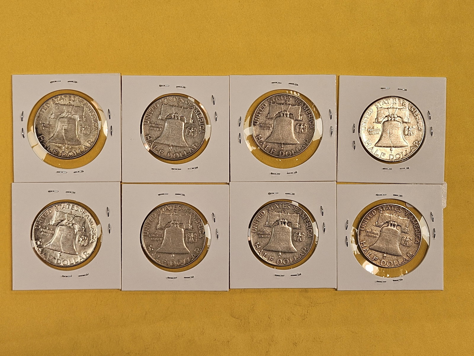 Eight mixed silver Franklin Half Dollars - 2