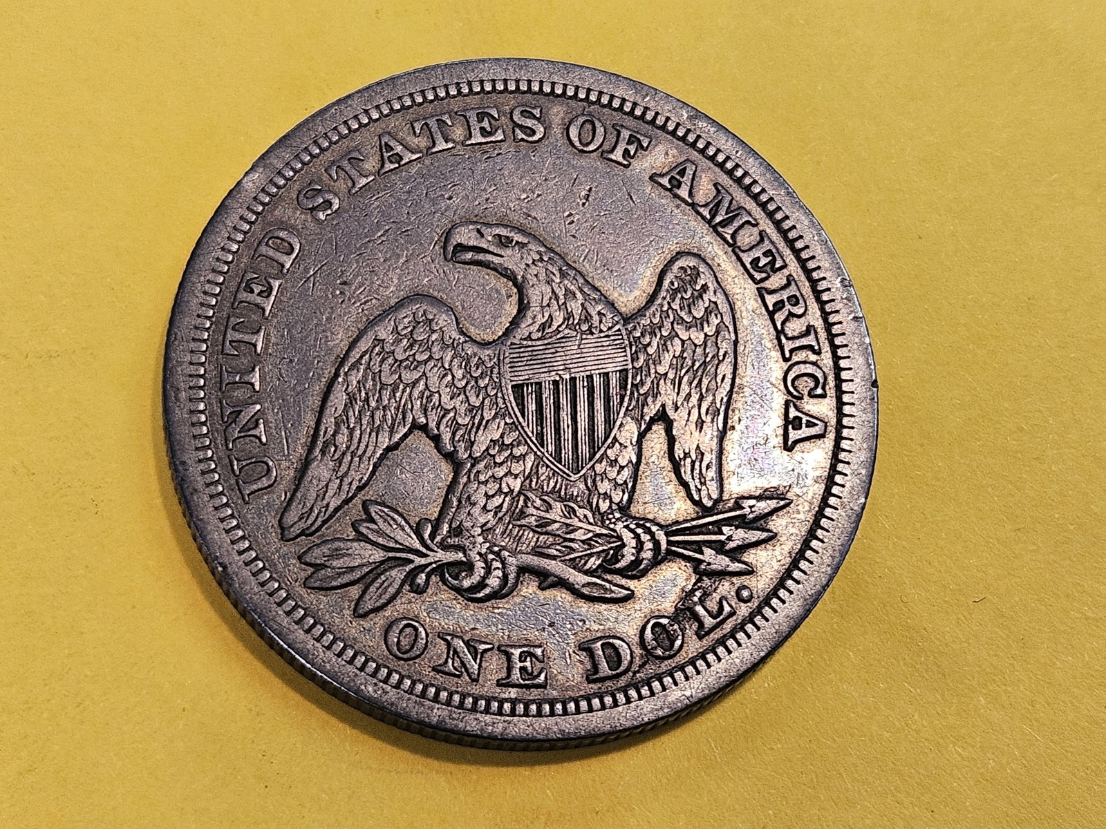 * 1846 Seated Liberty silver Dollar in Very Fine plus - details - 7