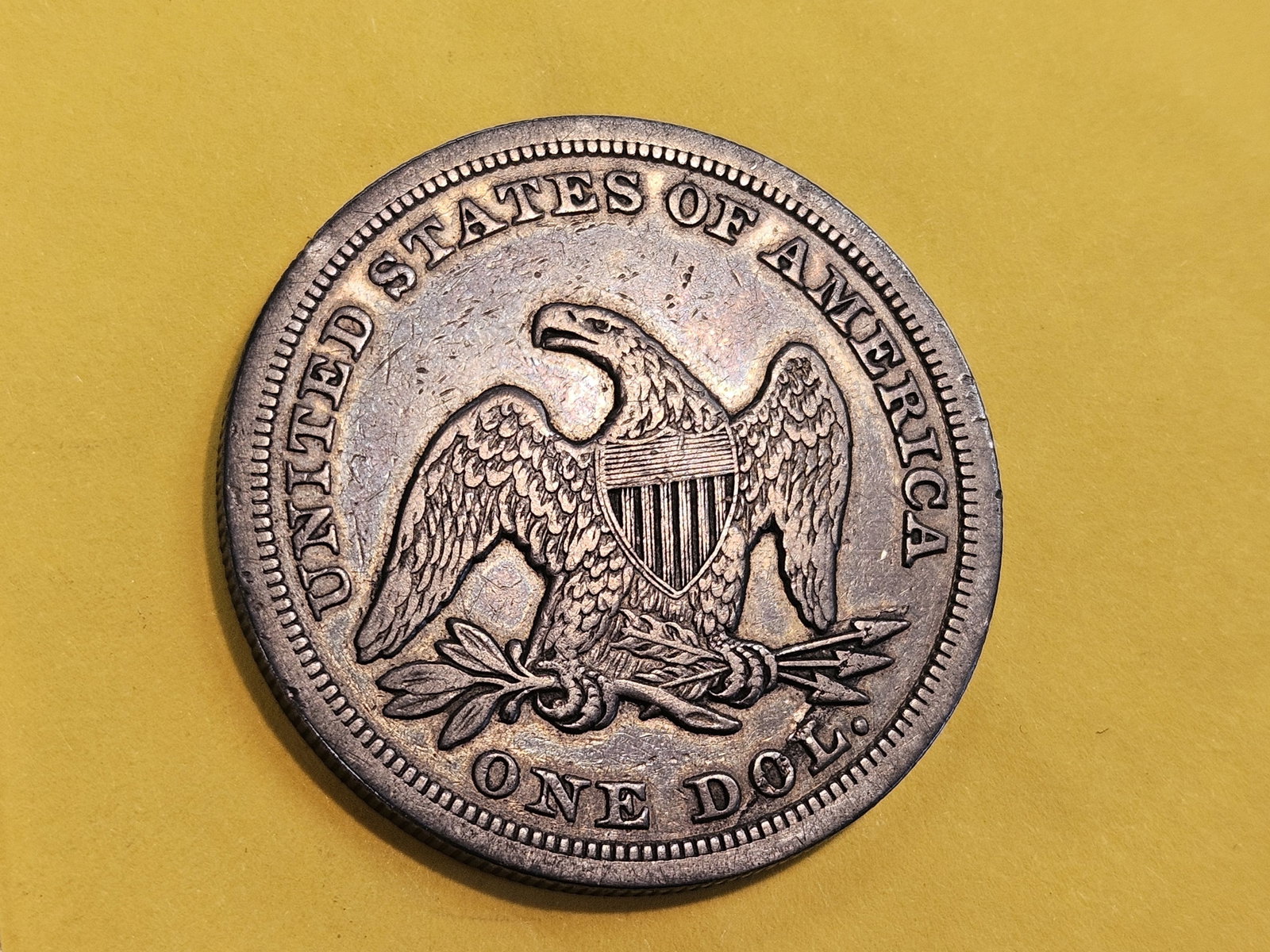 * 1846 Seated Liberty silver Dollar in Very Fine plus - details - 8