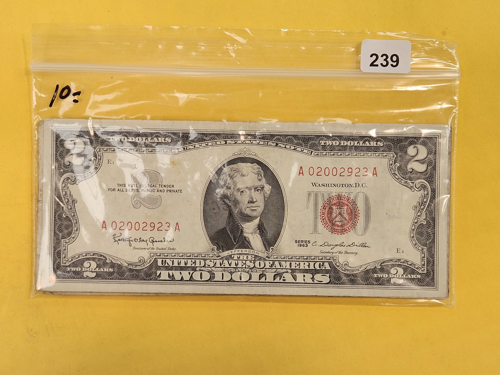 Ten $2 Red Seal US Notes (1 of 2)