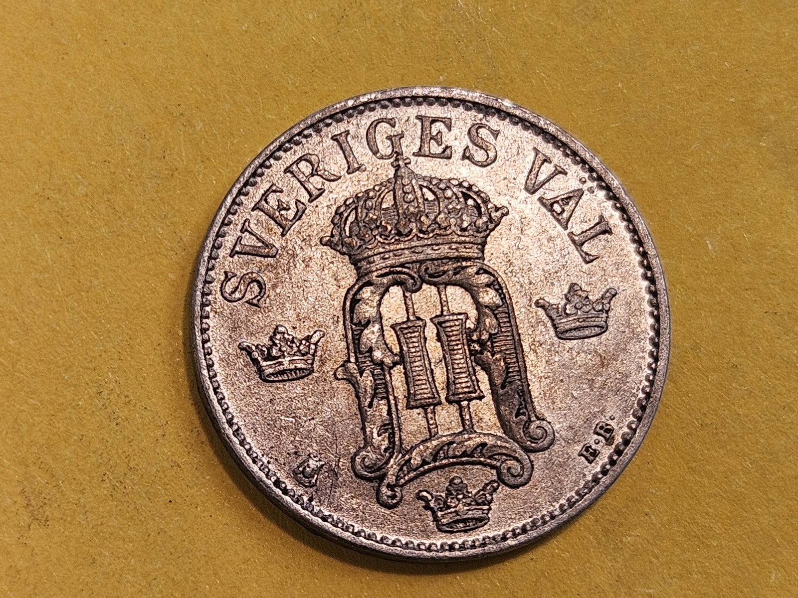 Bright About Uncirculated plus 1907 Sweden 10 ore: KM 774