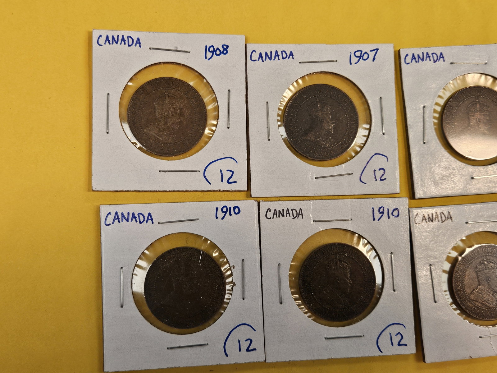 Ten mixed Canadian Large Cents - 2