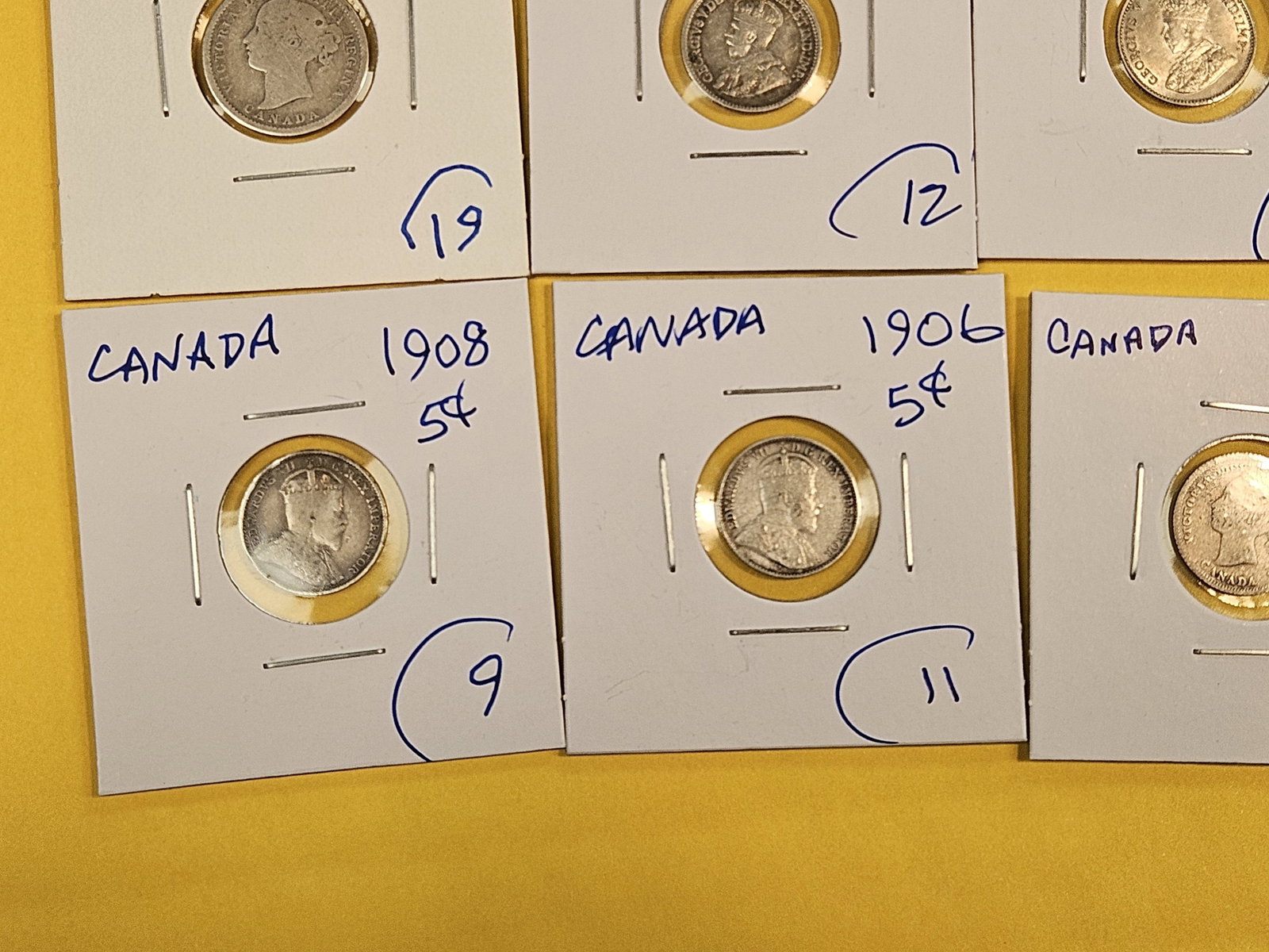 Fifteen mixed silver Canada 5 cent coins - 5
