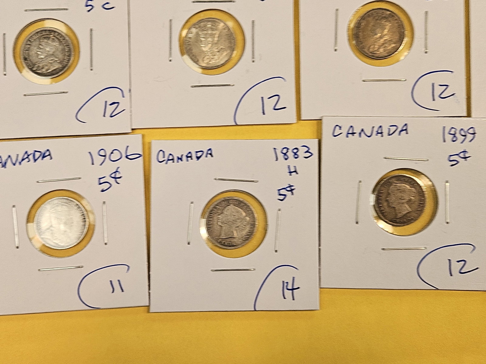 Fifteen mixed silver Canada 5 cent coins - 6