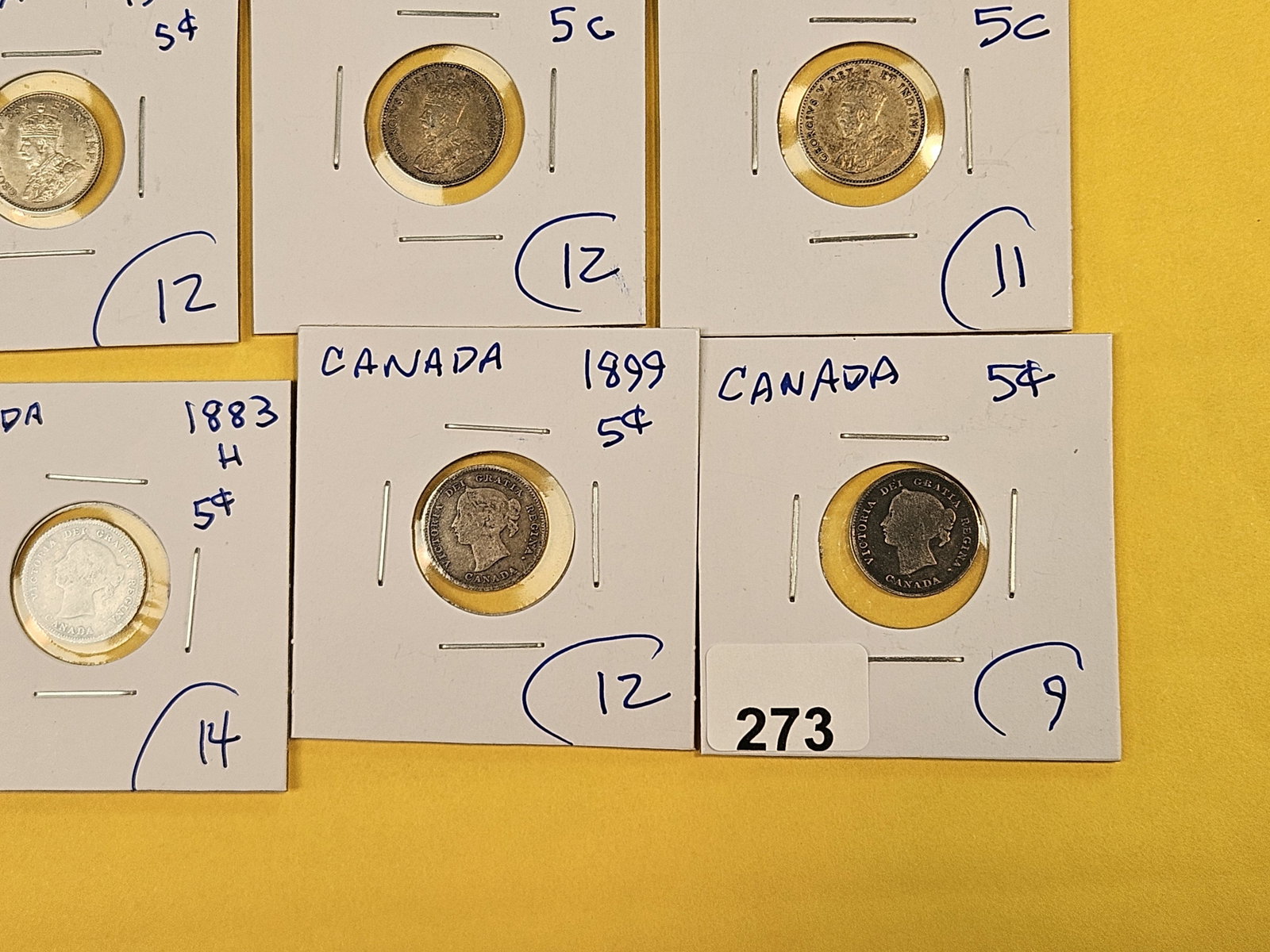 Fifteen mixed silver Canada 5 cent coins - 7