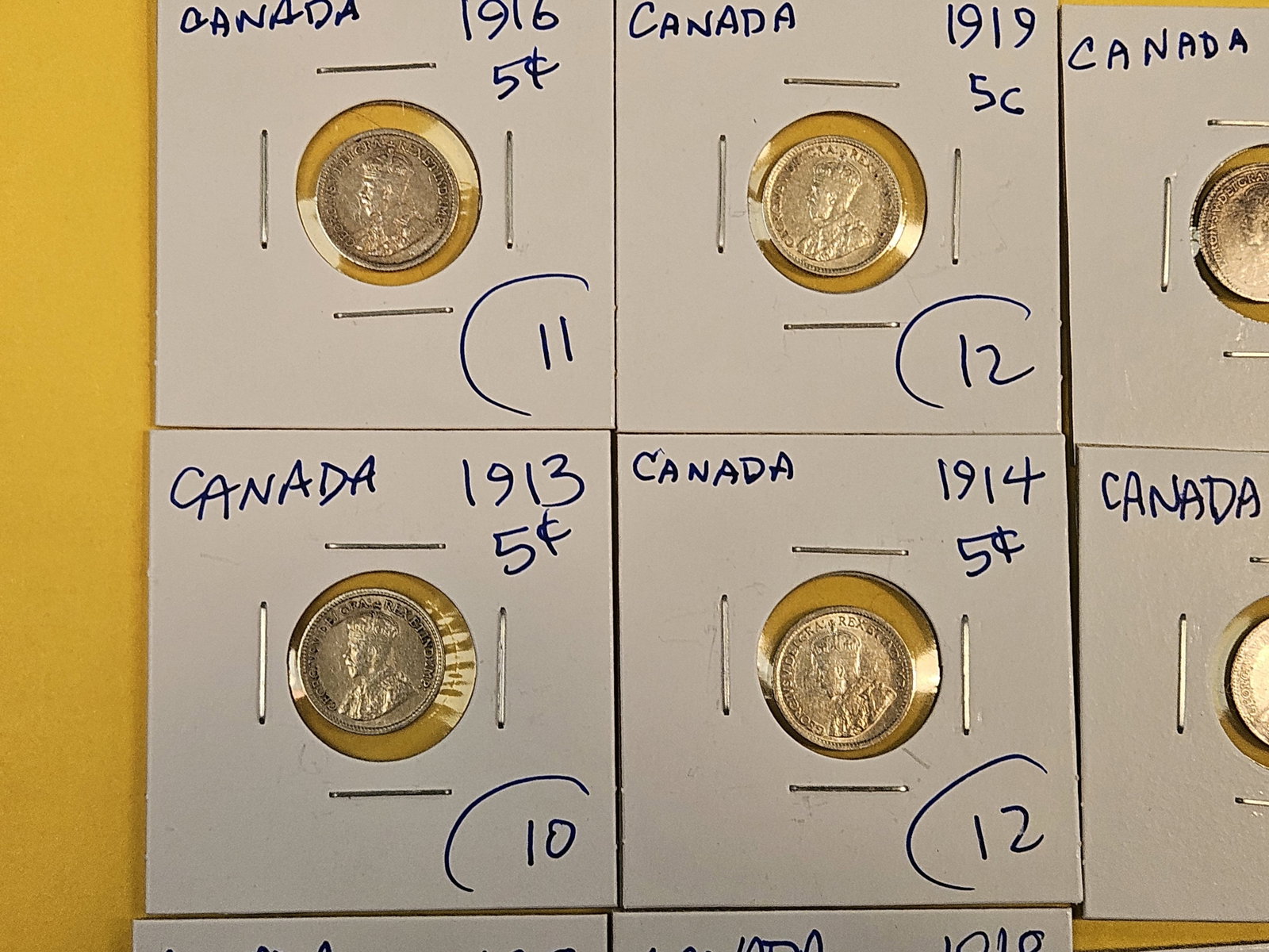 Nineteen mixed silver Canada 5 cent coins - 2