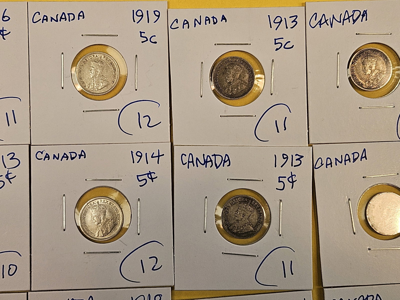 Nineteen mixed silver Canada 5 cent coins - 3