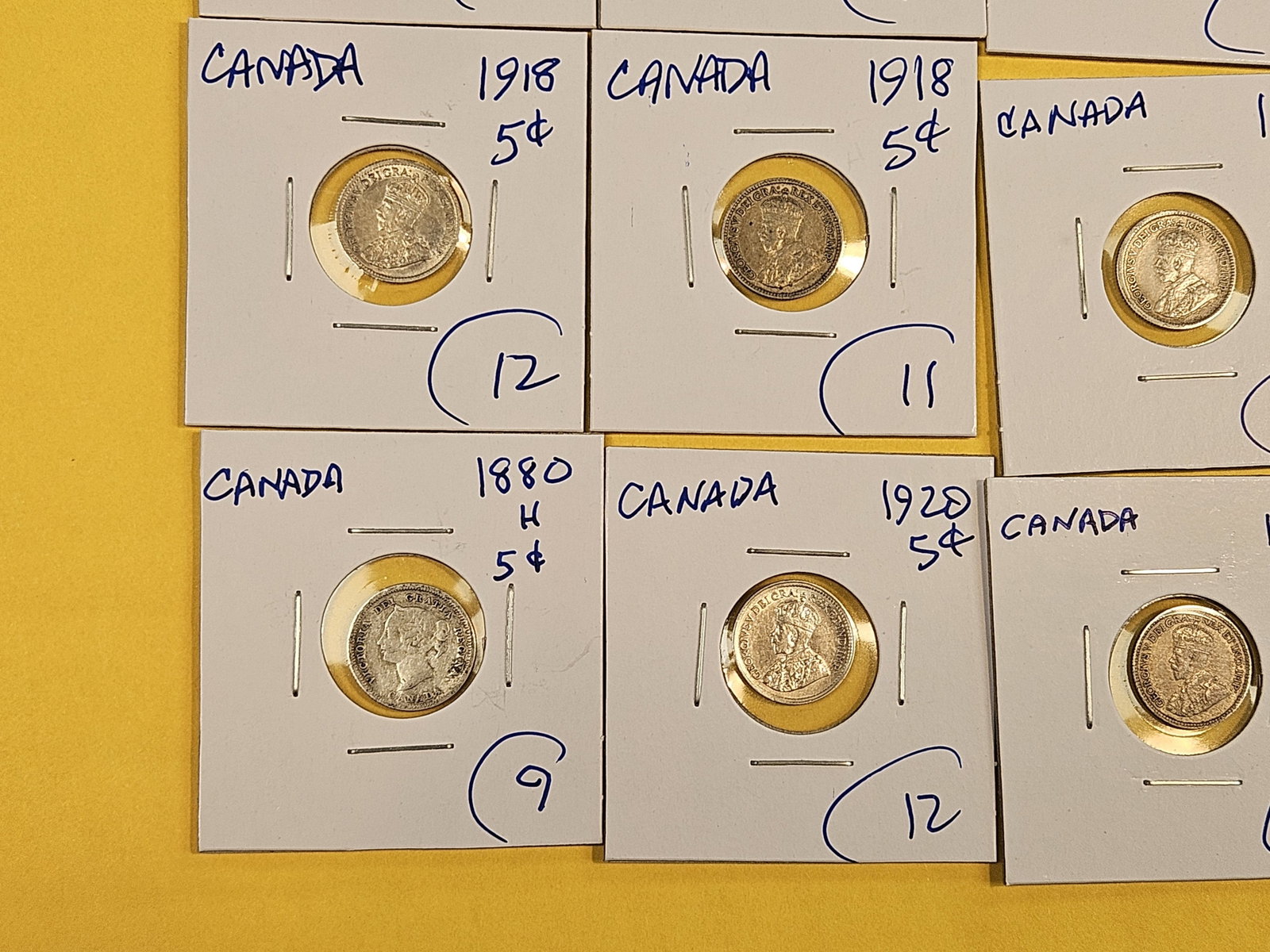 Nineteen mixed silver Canada 5 cent coins - 5