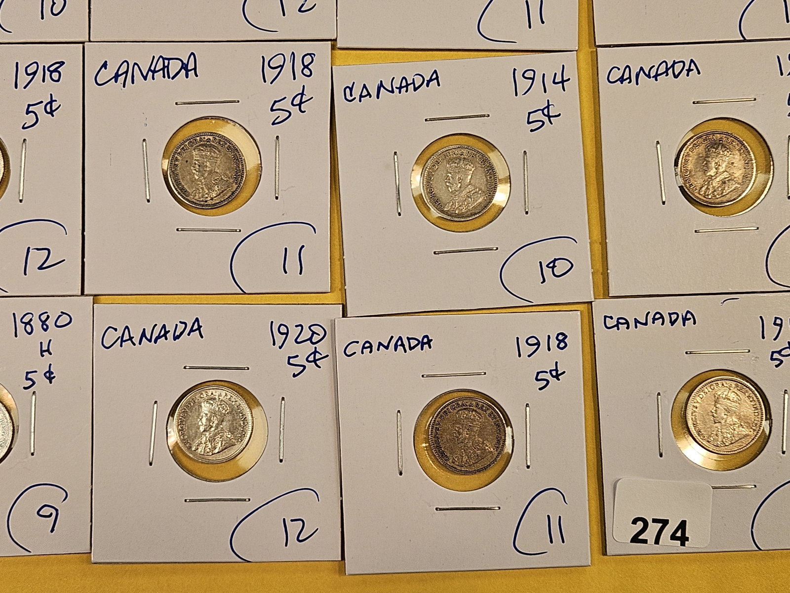 Nineteen mixed silver Canada 5 cent coins - 6