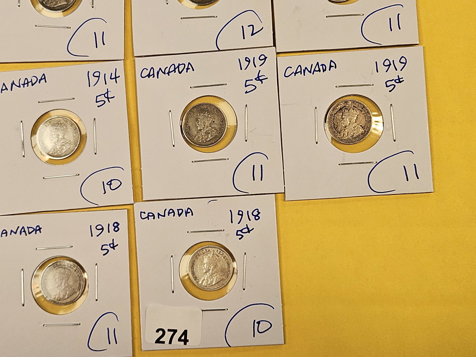 Nineteen mixed silver Canada 5 cent coins - 7