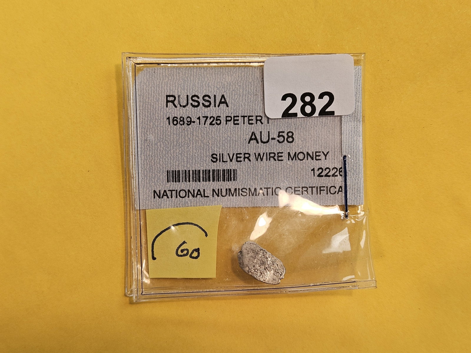 Cool 1689 - 1725 Russia Silver Wire money: Graded by National Numismatic Certification in About Uncirculated - 58