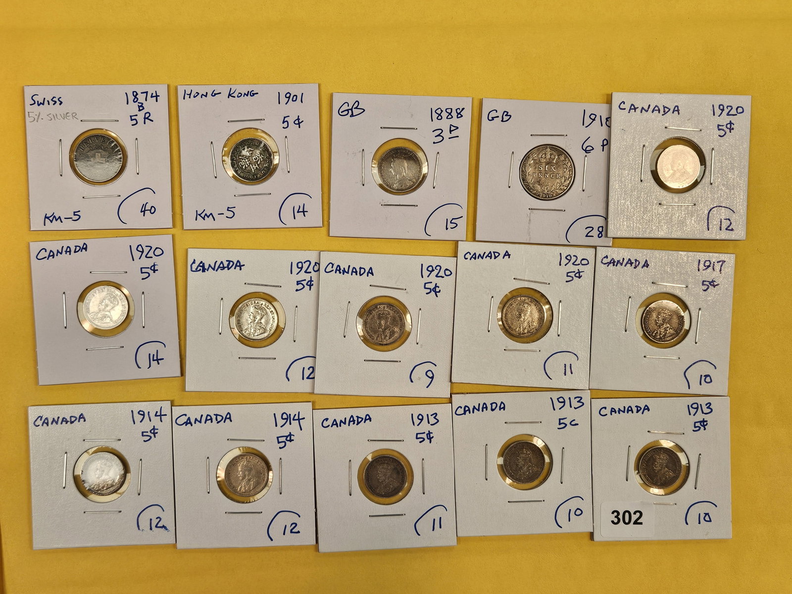 Fifteen mixed World coins: Most silver